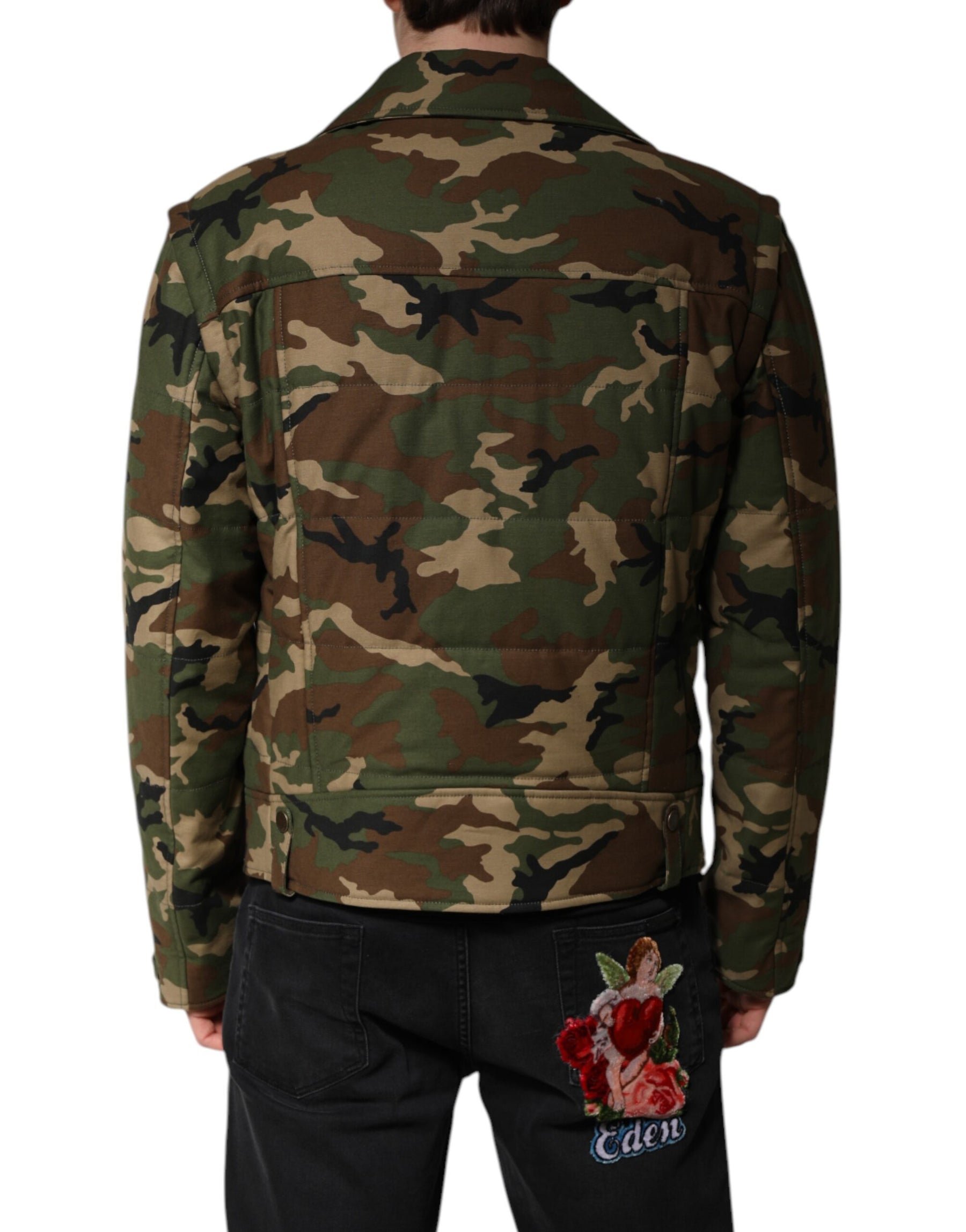 Dolce & Gabbana Multicolor Camouflage Nylon Biker Jacket | Regal Royce