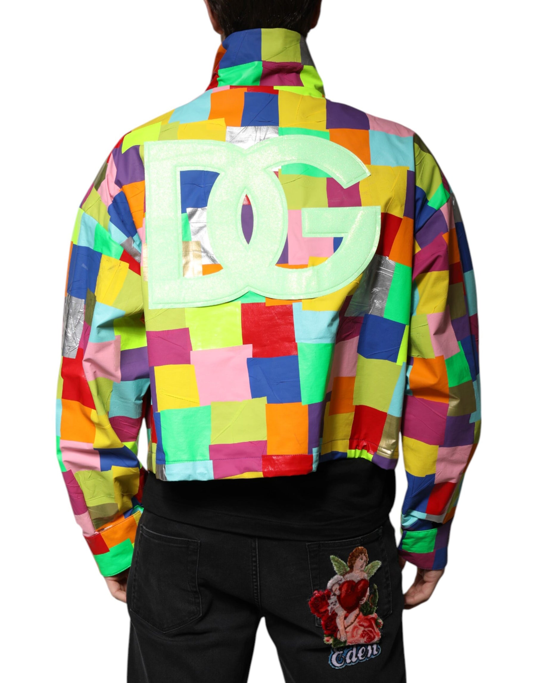 Dolce & Gabbana Multicolor Cotton Full Zip Men Biker Jacket | Regal Royce