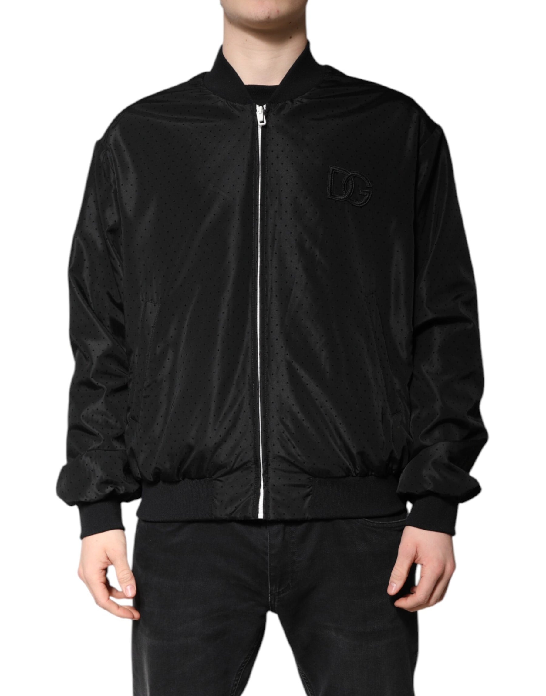 Dolce & Gabbana Black Long Sleeves Full Zip Bomber Jacket | Regal Royce