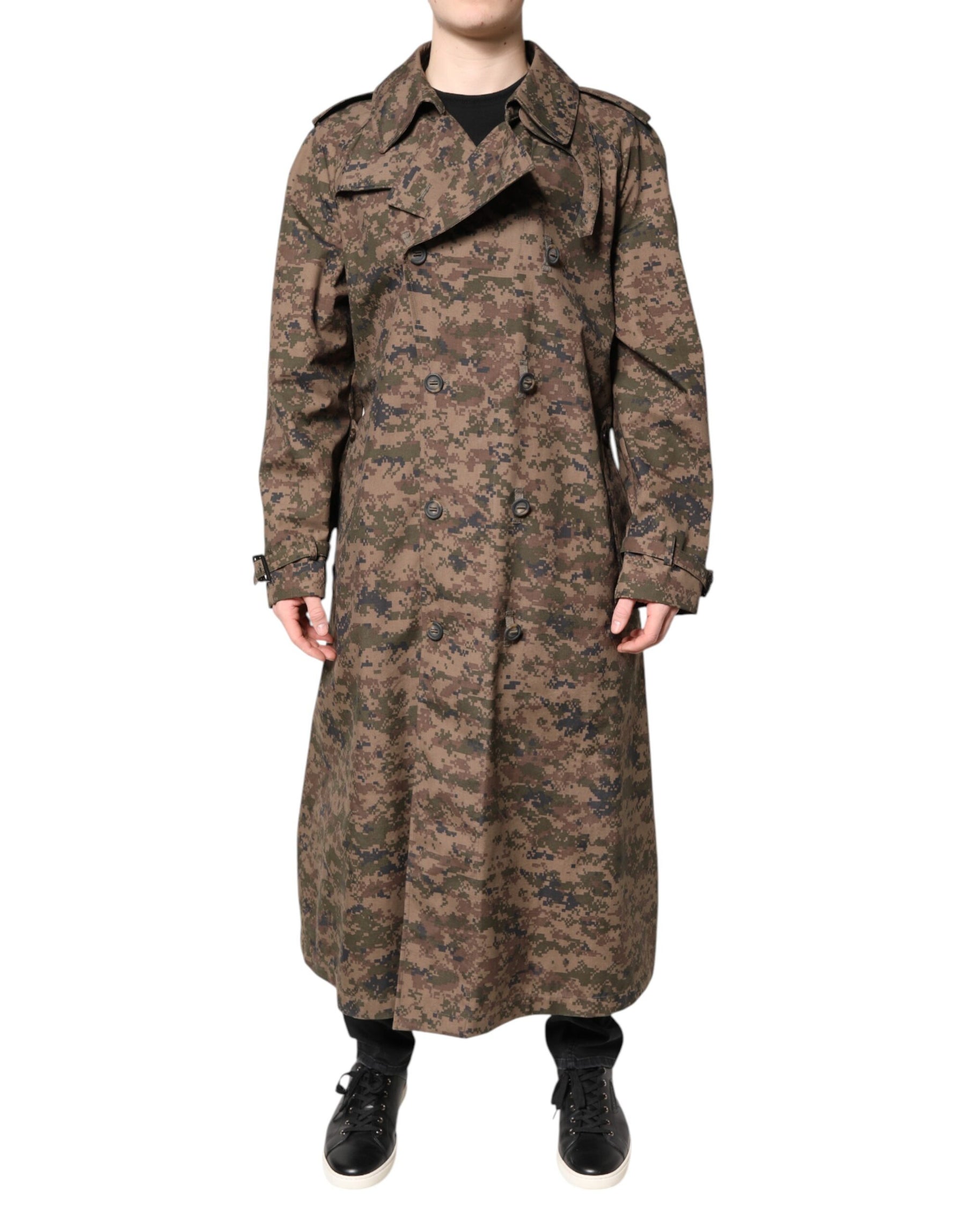 Dolce & Gabbana Multicolor Camouflage Double Breasted Coat Jacket | Regal Royce