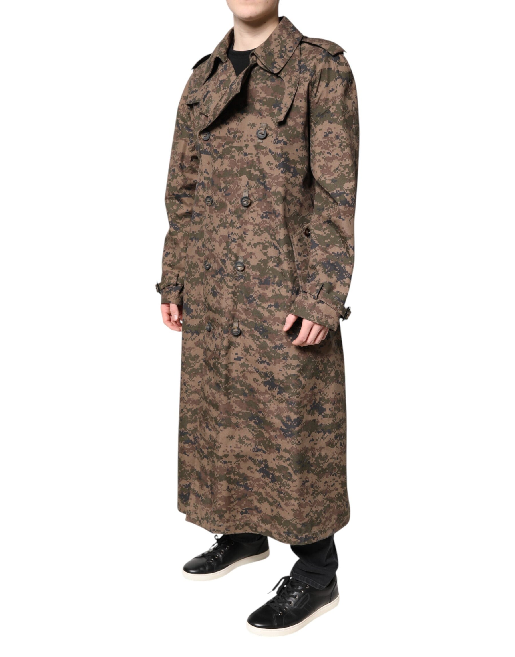 Dolce & Gabbana Multicolor Camouflage Double Breasted Coat Jacket | Regal Royce