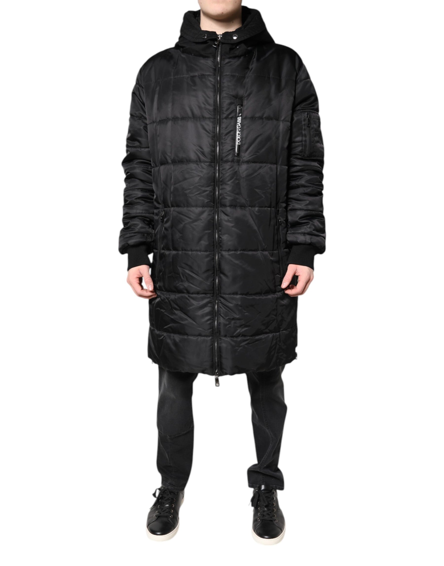 Dolce & Gabbana Black Hooded Parka Winter Men Coat Jacket | Regal Royce