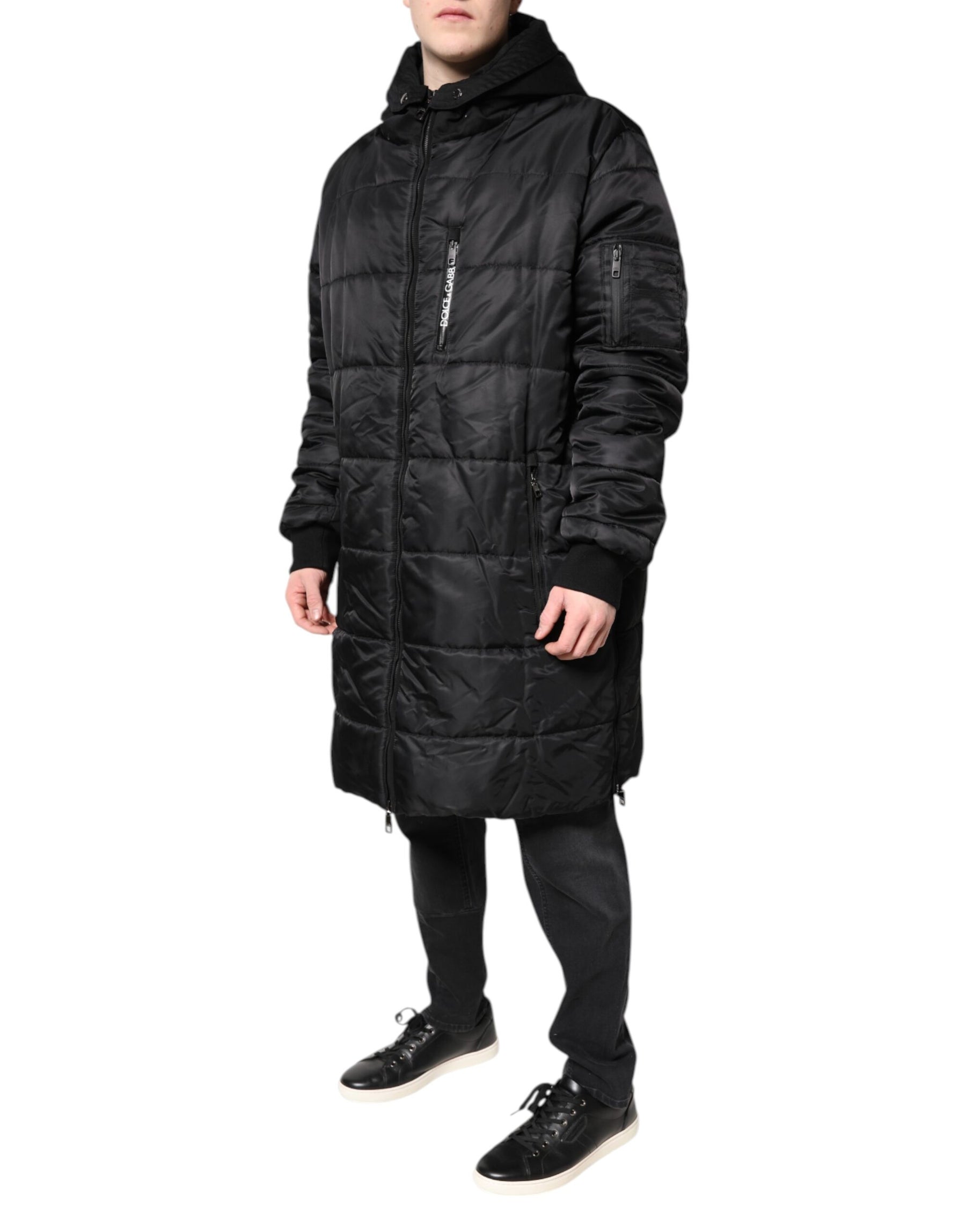 Dolce & Gabbana Black Hooded Parka Coat Winter Jacket | Regal Royce