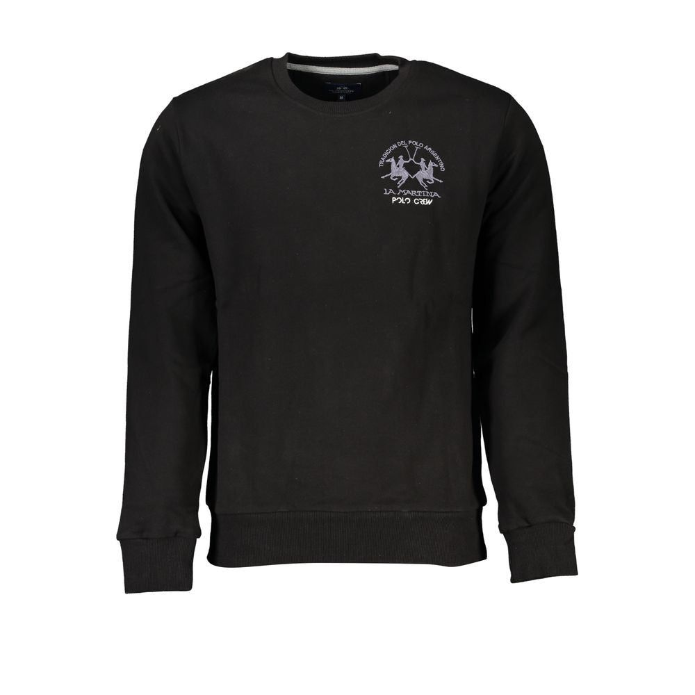 La Martina Black Cotton Men Sweater | Regal Royce