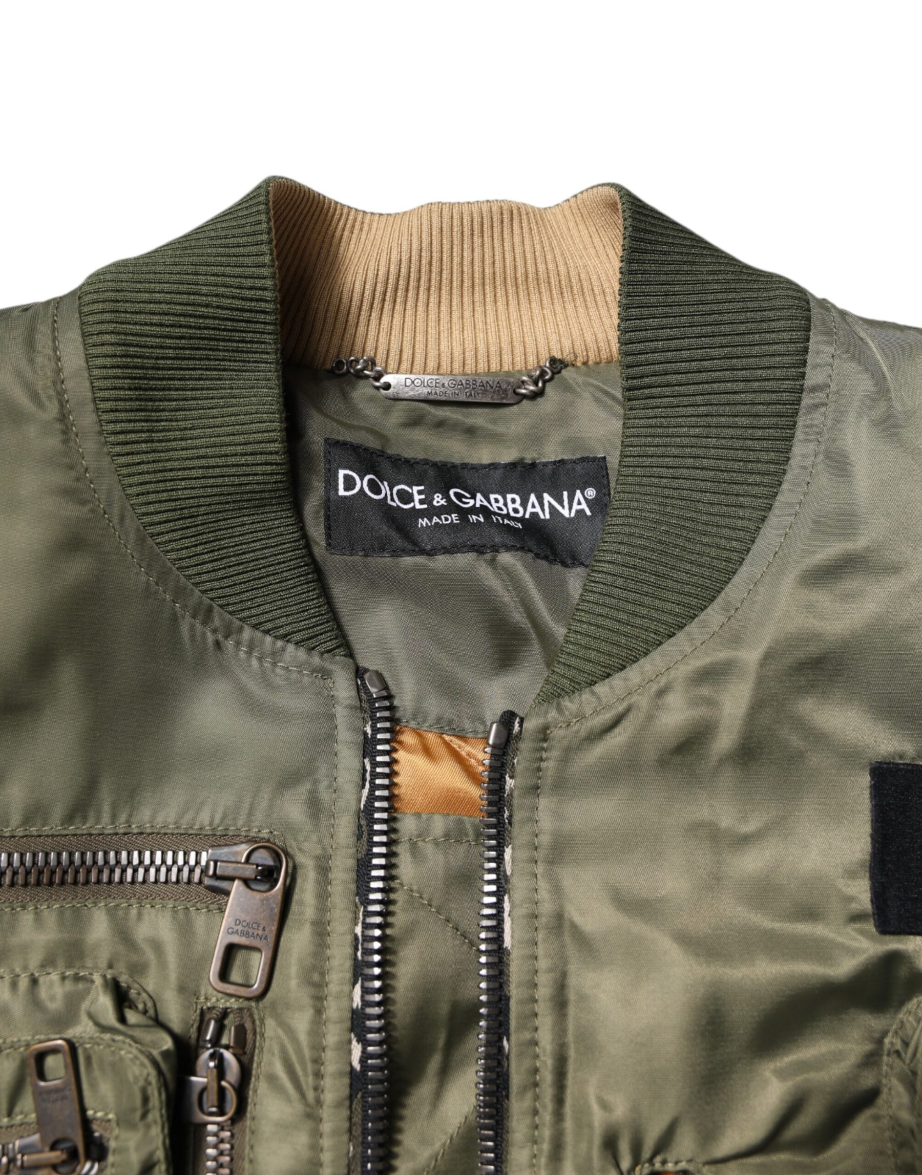 Dolce & Gabbana Green Nylon Full Zip Men Bomber Jacket | Regal Royce