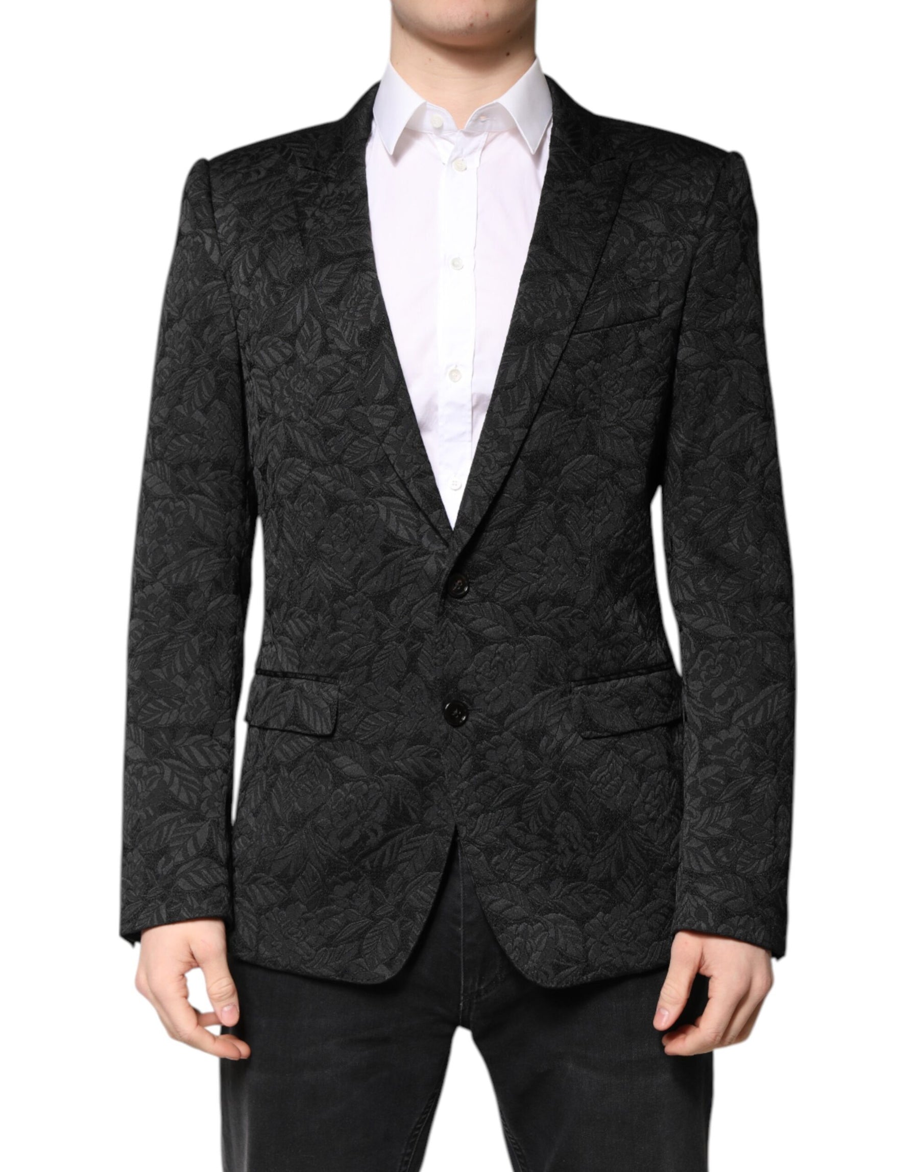 Dolce & Gabbana Black MARTINI Brocade Single Breasted Blazer | Regal Royce