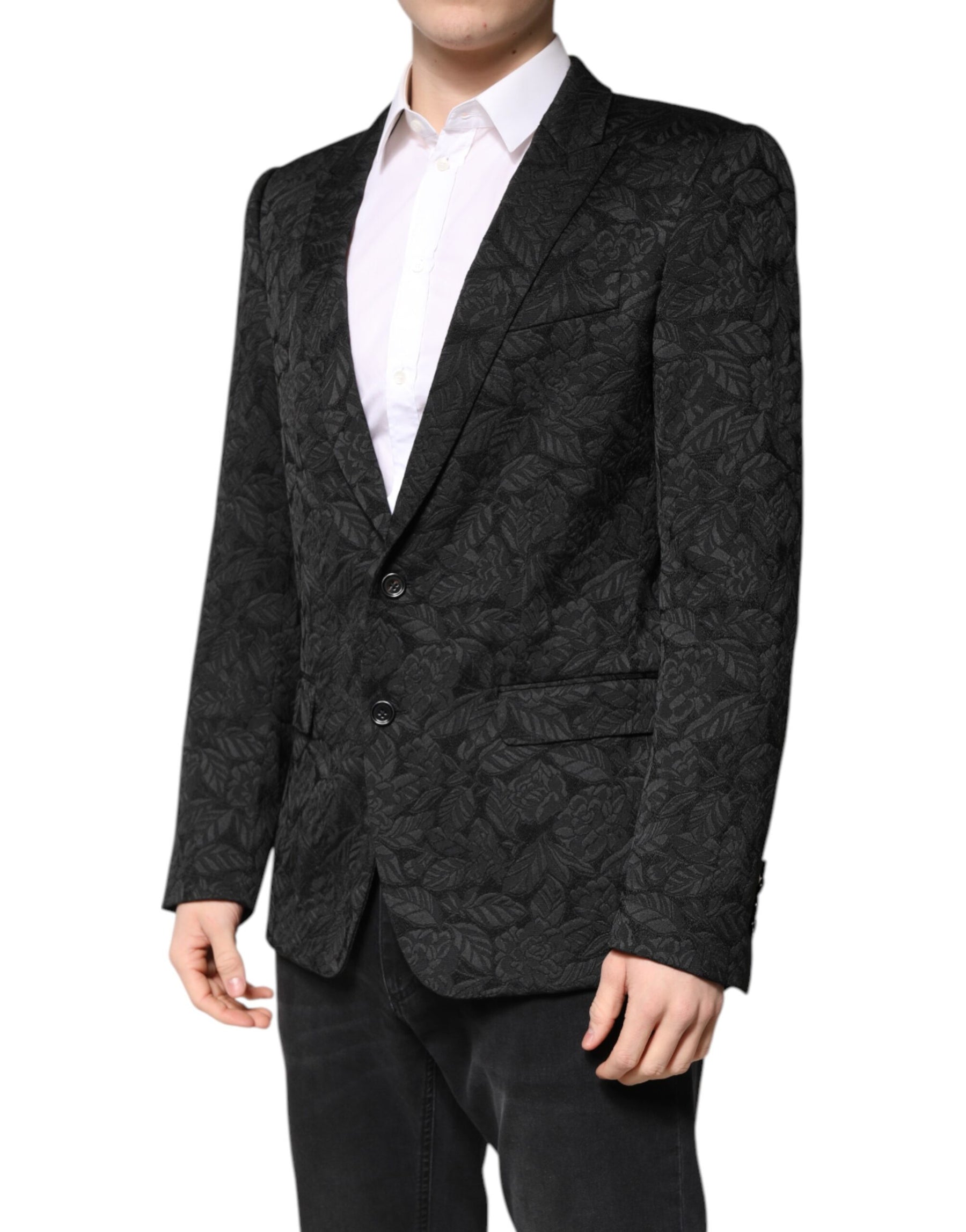 Dolce & Gabbana Black MARTINI Brocade Single Breasted Blazer | Regal Royce