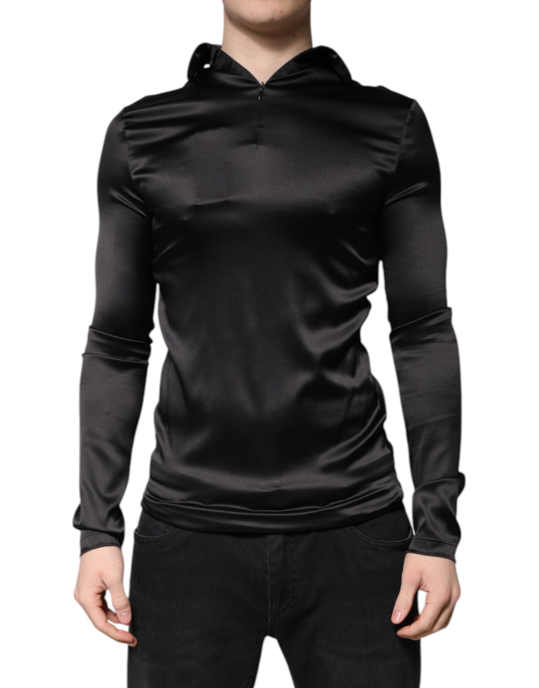 Dolce & Gabbana Black Silk Turtleneck Men Pullover Sweater | Regal Royce