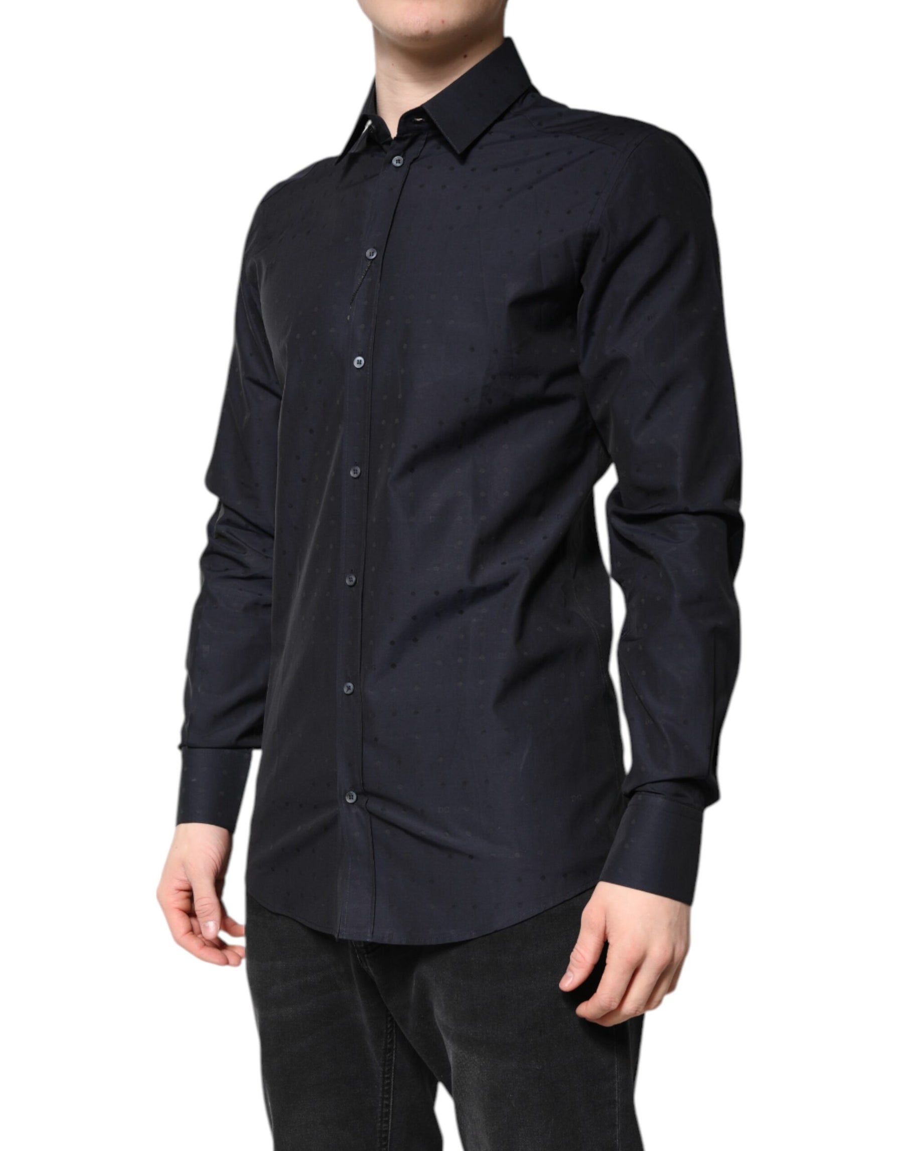Dolce & Gabbana Black Cotton GOLD Men Dress Formal Shirt | Regal Royce