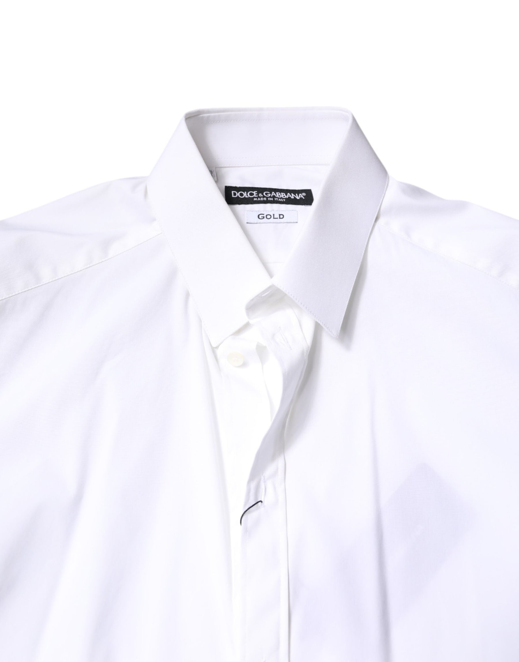 Dolce & Gabbana White Cotton GOLD Dress Formal Collared Shirt | Regal Royce