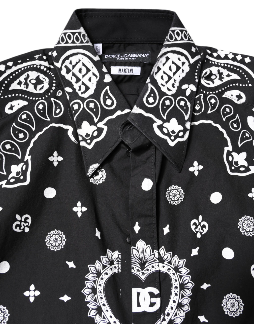 Dolce & Gabbana Black White Bandana MARTINI Casual Shirt
