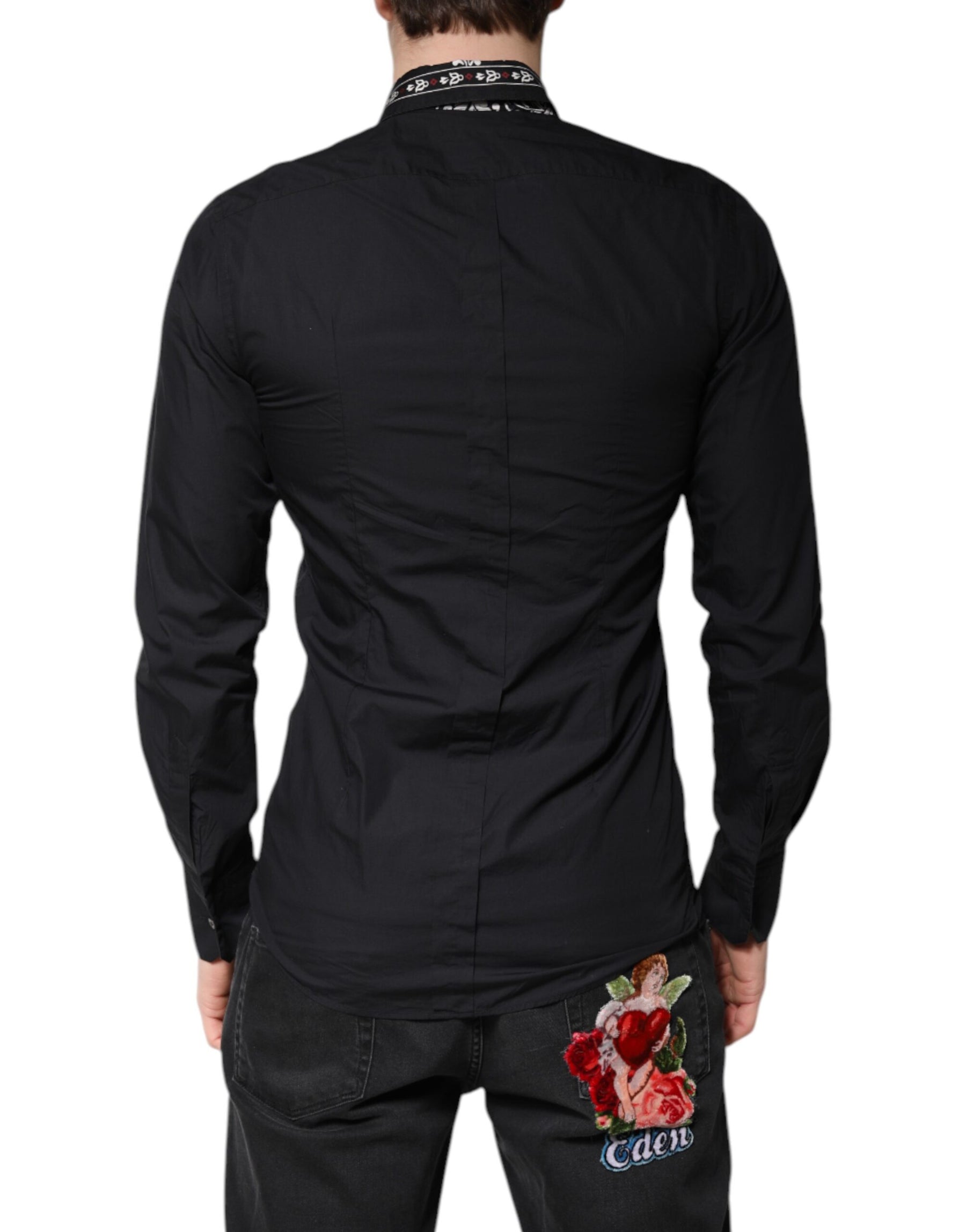 Dolce & Gabbana Black White Bandana GOLD Formal Dress Shirt | Regal Royce