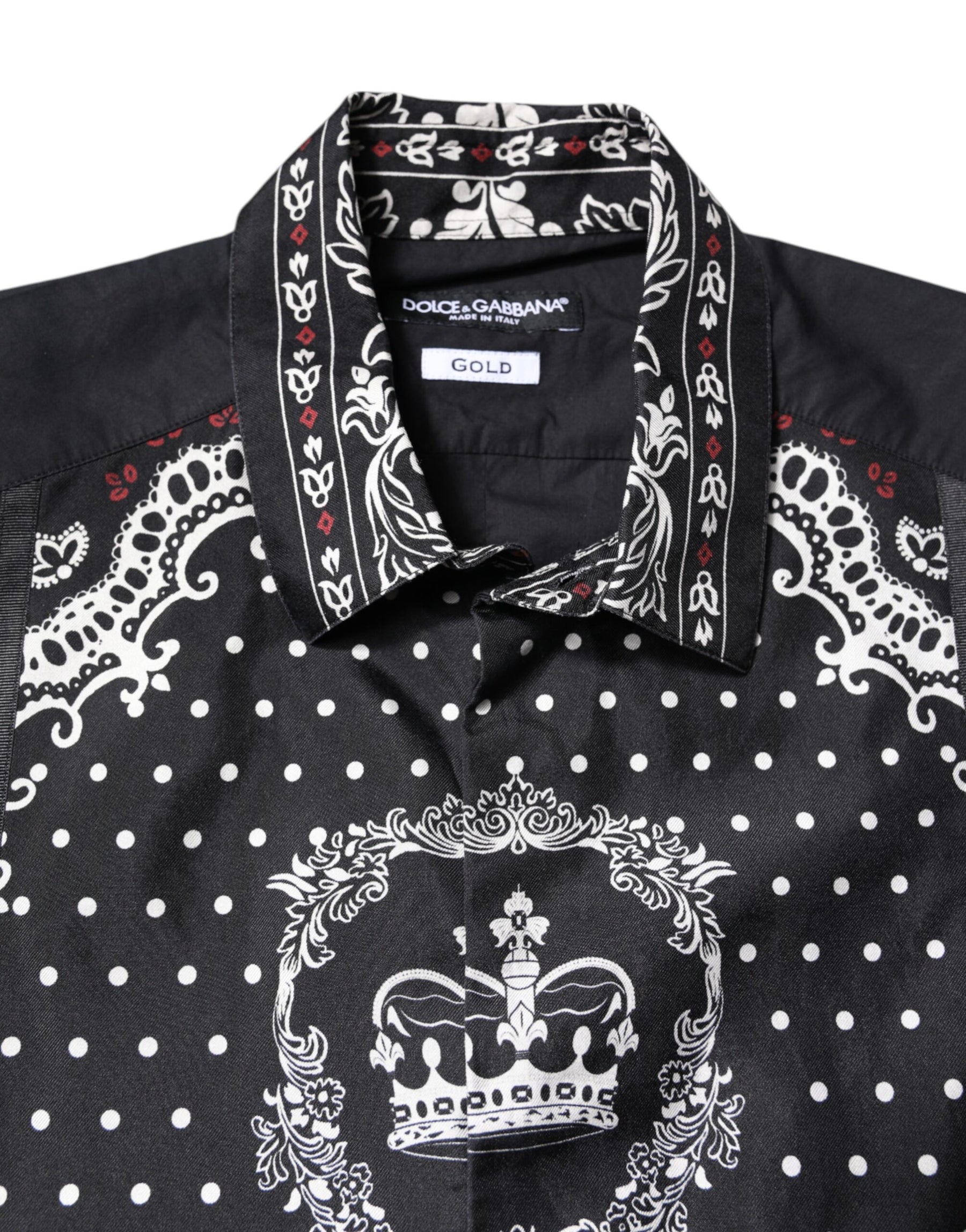 Dolce & Gabbana Black White Bandana GOLD Formal Dress Shirt | Regal Royce