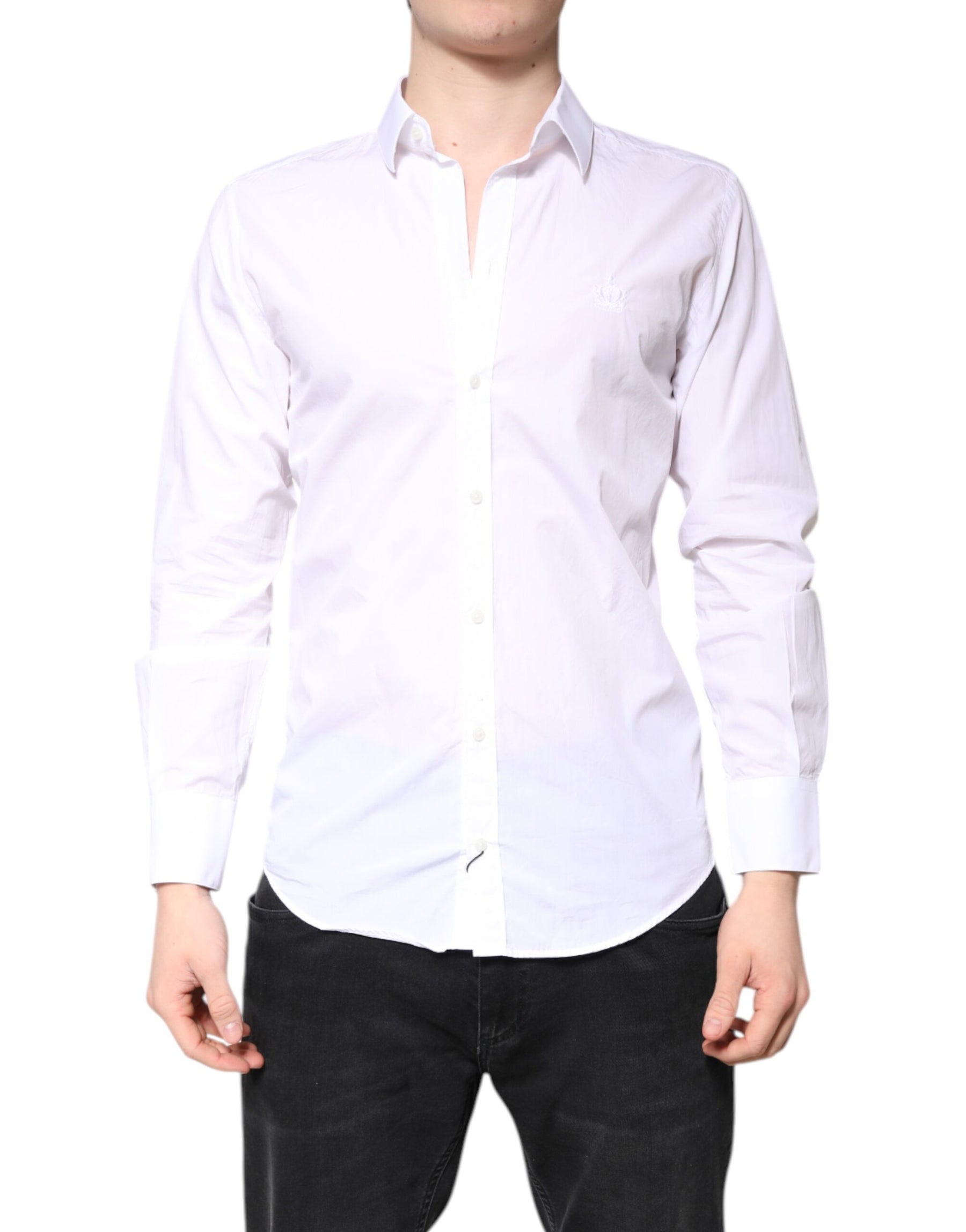 Dolce & Gabbana White MARTINI Cotton Men Formal Dress Shirt | Regal Royce