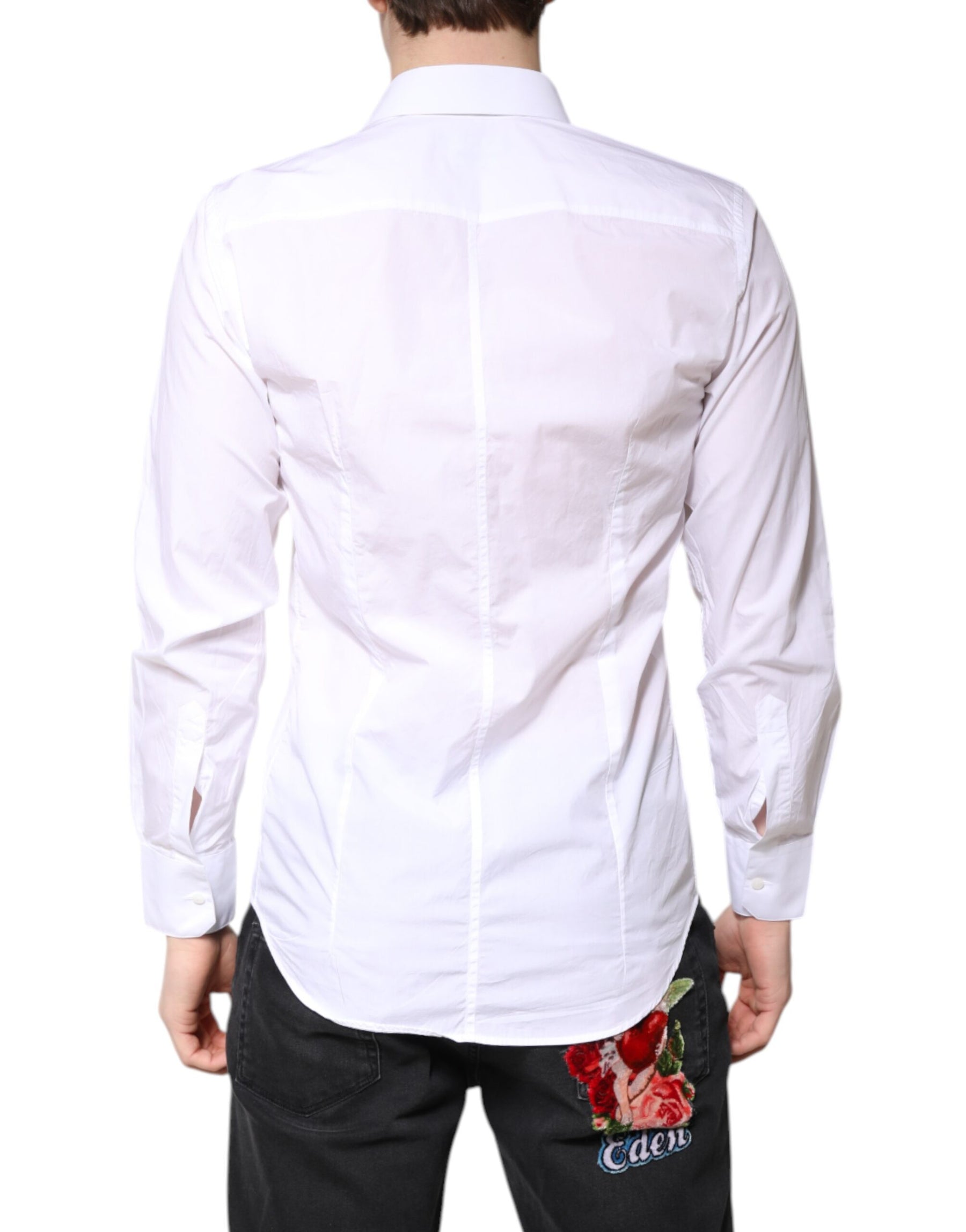 Dolce & Gabbana White MARTINI Cotton Men Formal Dress Shirt | Regal Royce