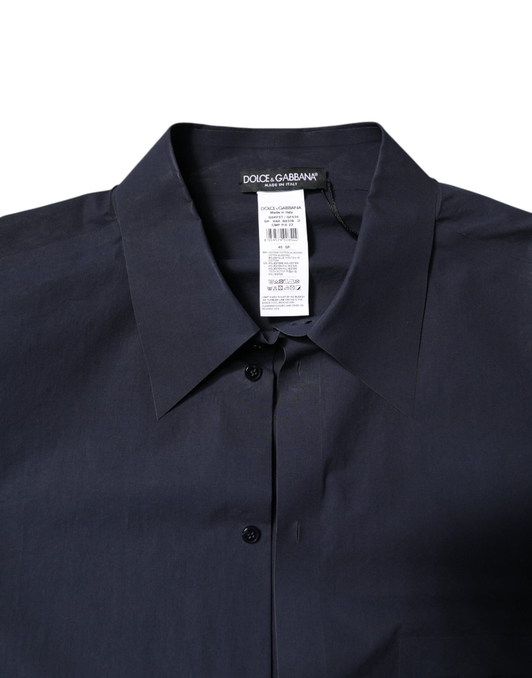 Dolce & Gabbana Dark Blue Cotton Long Sleeve Shirt | Regal Royce