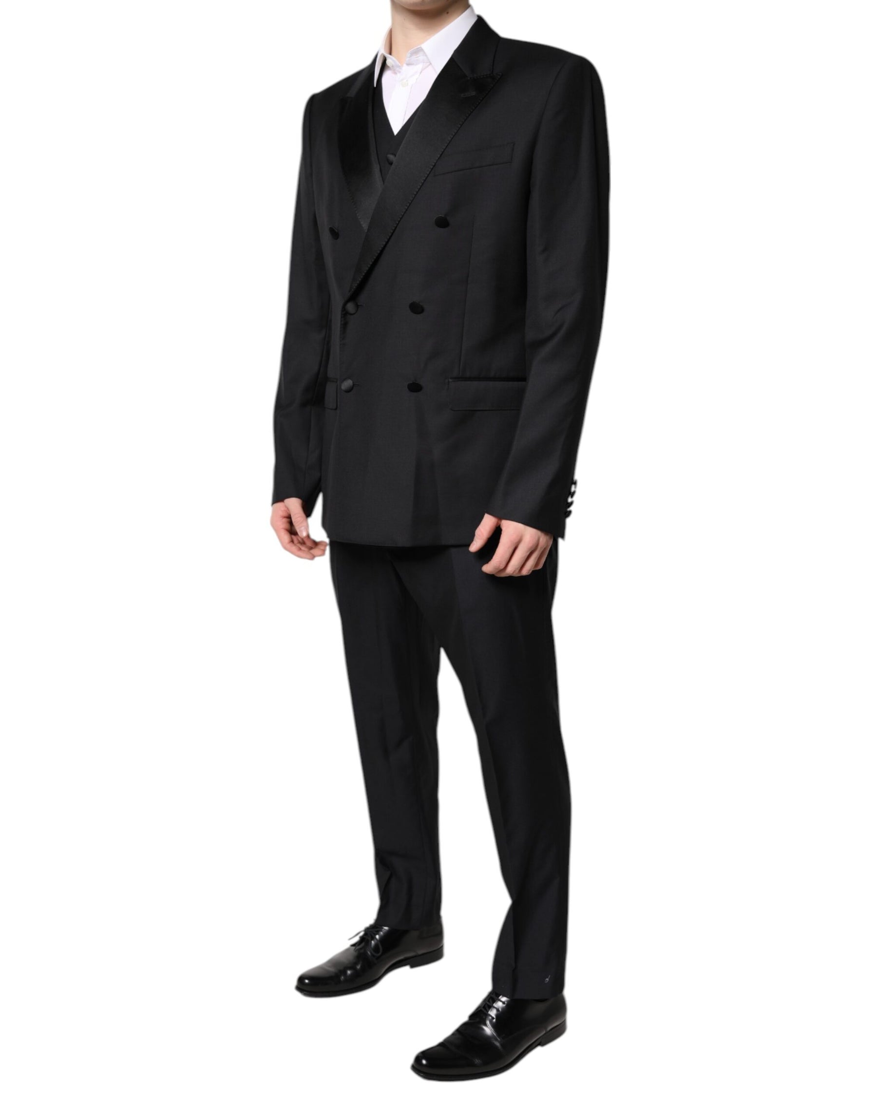 Dolce & Gabbana Black Double Breasted Formal 3 Piece Suit | Regal Royce