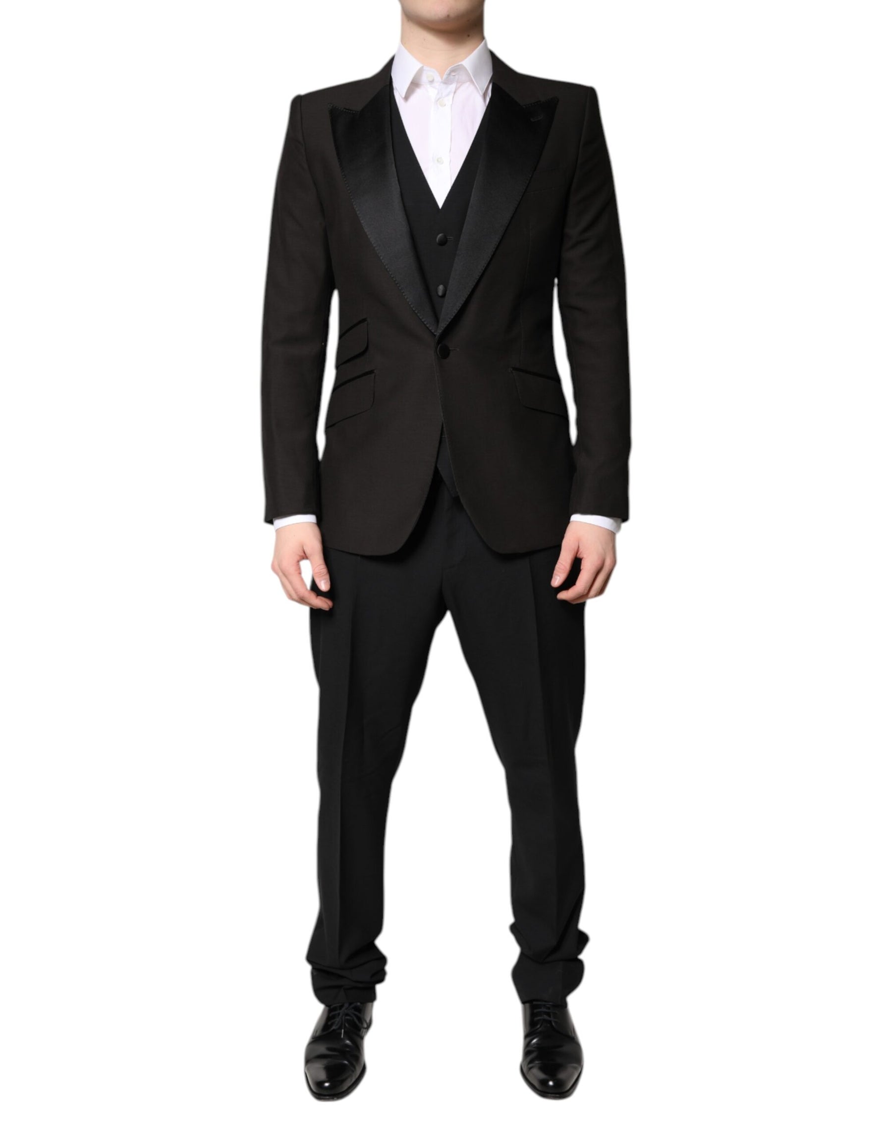 Dolce & Gabbana Black Single Breasted Formal 3 Piece Suit | Regal Royce