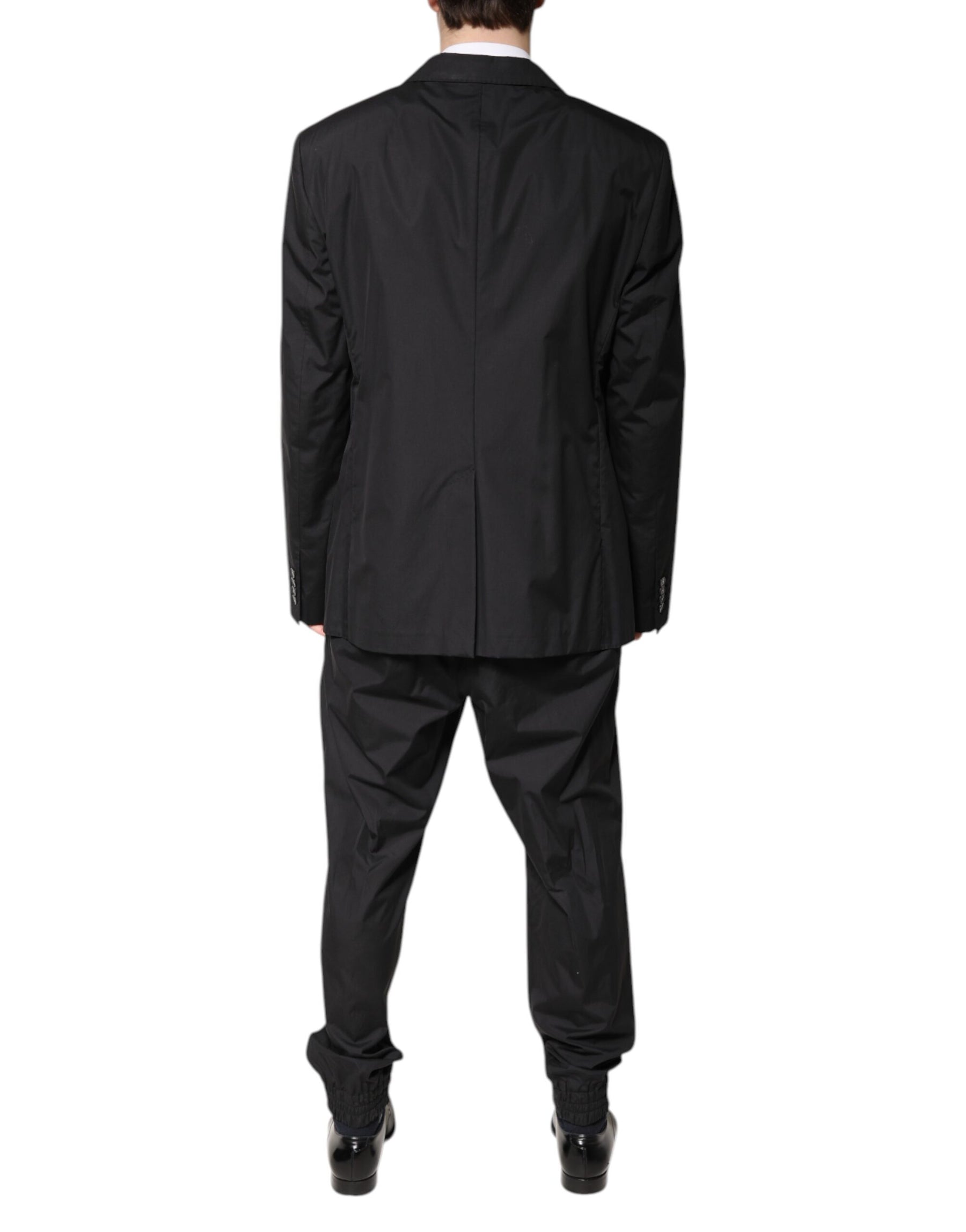 Dolce & Gabbana Black Cotton Single Breasted 2 Piece Suit | Regal Royce