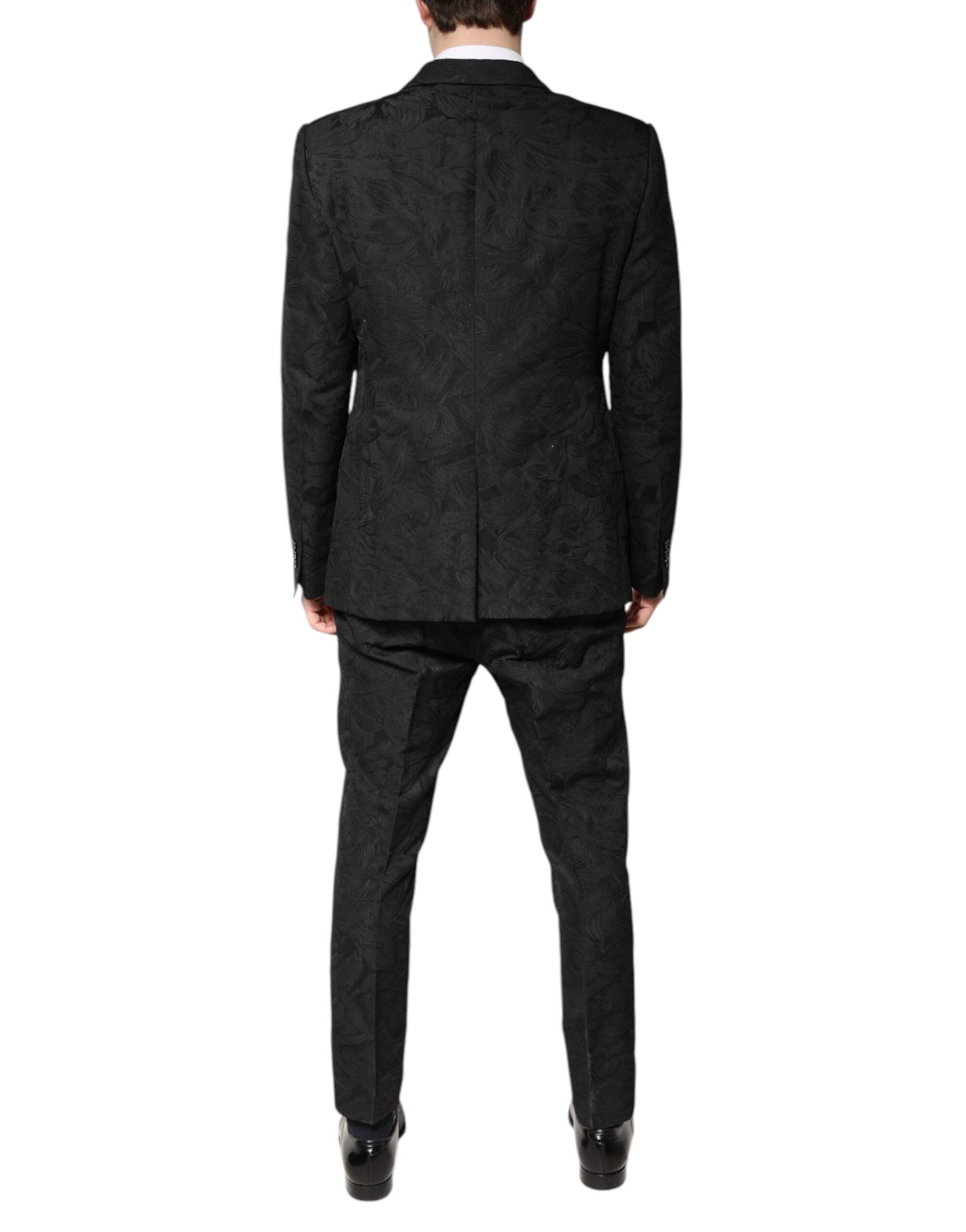 Dolce & Gabbana Black Polyester Floral Jacquard 2 Piece Suit | Regal Royce