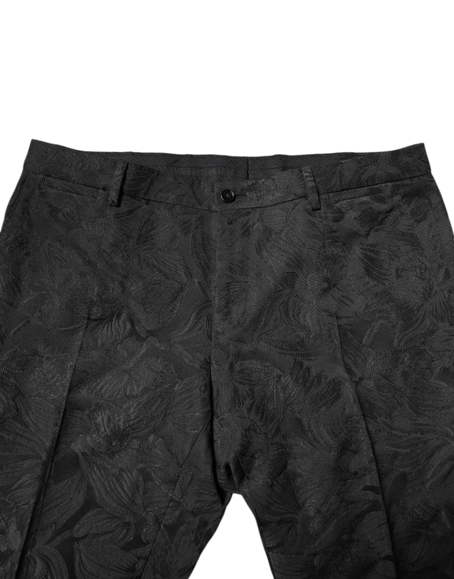 Dolce & Gabbana Black Polyester Floral Jacquard 2 Piece Suit | Regal Royce