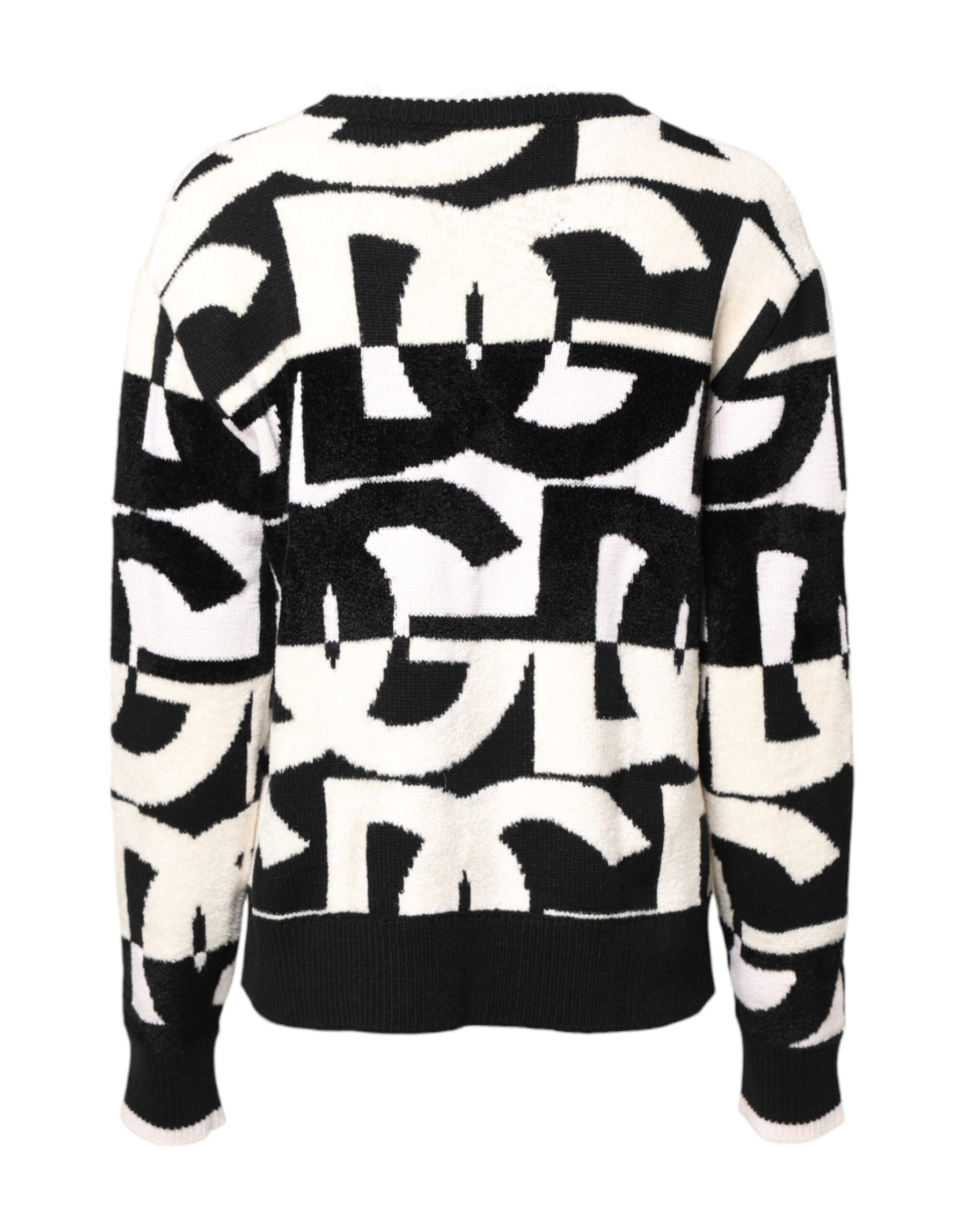 Dolce & Gabbana White Black Logo Print Women Pullover Sweater | Regal Royce