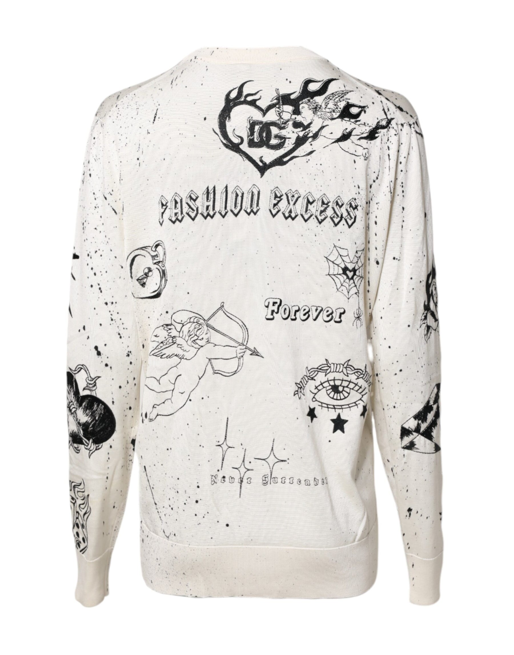 Dolce & Gabbana White Logo Angel Print Women Pullover Sweater | Regal Royce