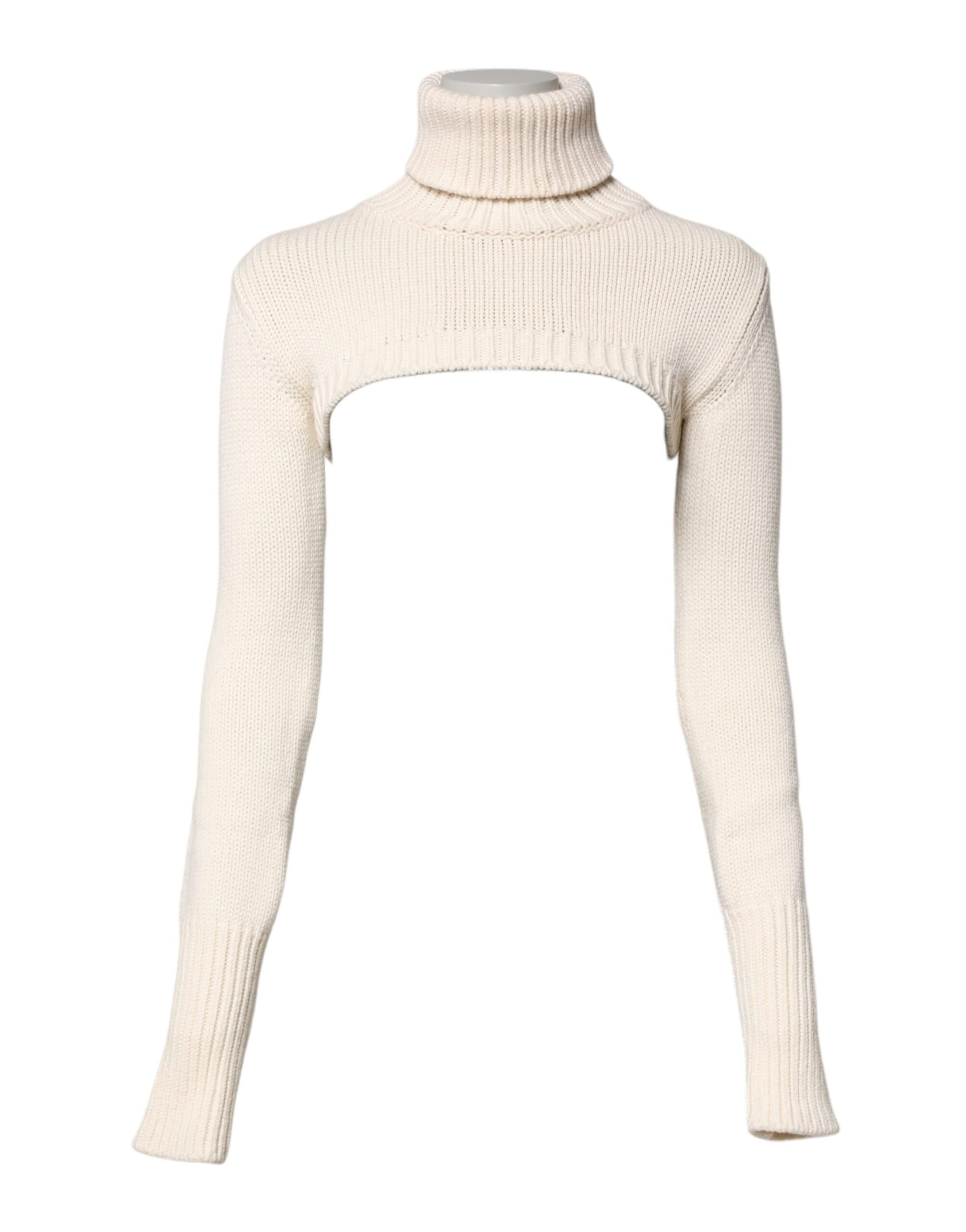 Dolce & Gabbana Ivory Cashmere Turtleneck Cropped Top Sweater | Regal Royce