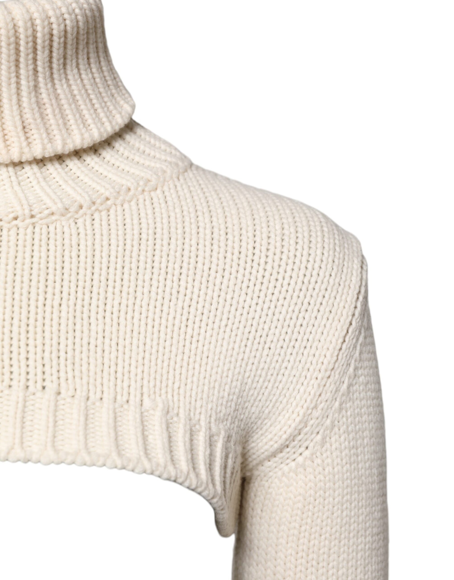 Dolce & Gabbana Ivory Cashmere Turtleneck Cropped Top Sweater | Regal Royce