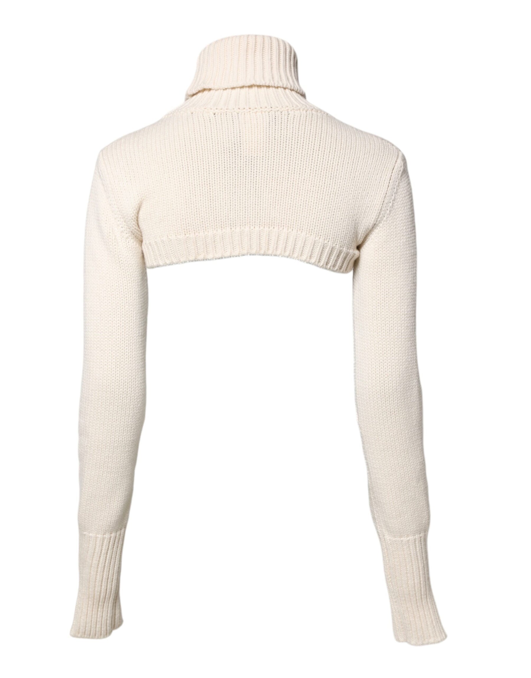 Dolce & Gabbana Ivory Cashmere Turtleneck Cropped Top Sweater | Regal Royce
