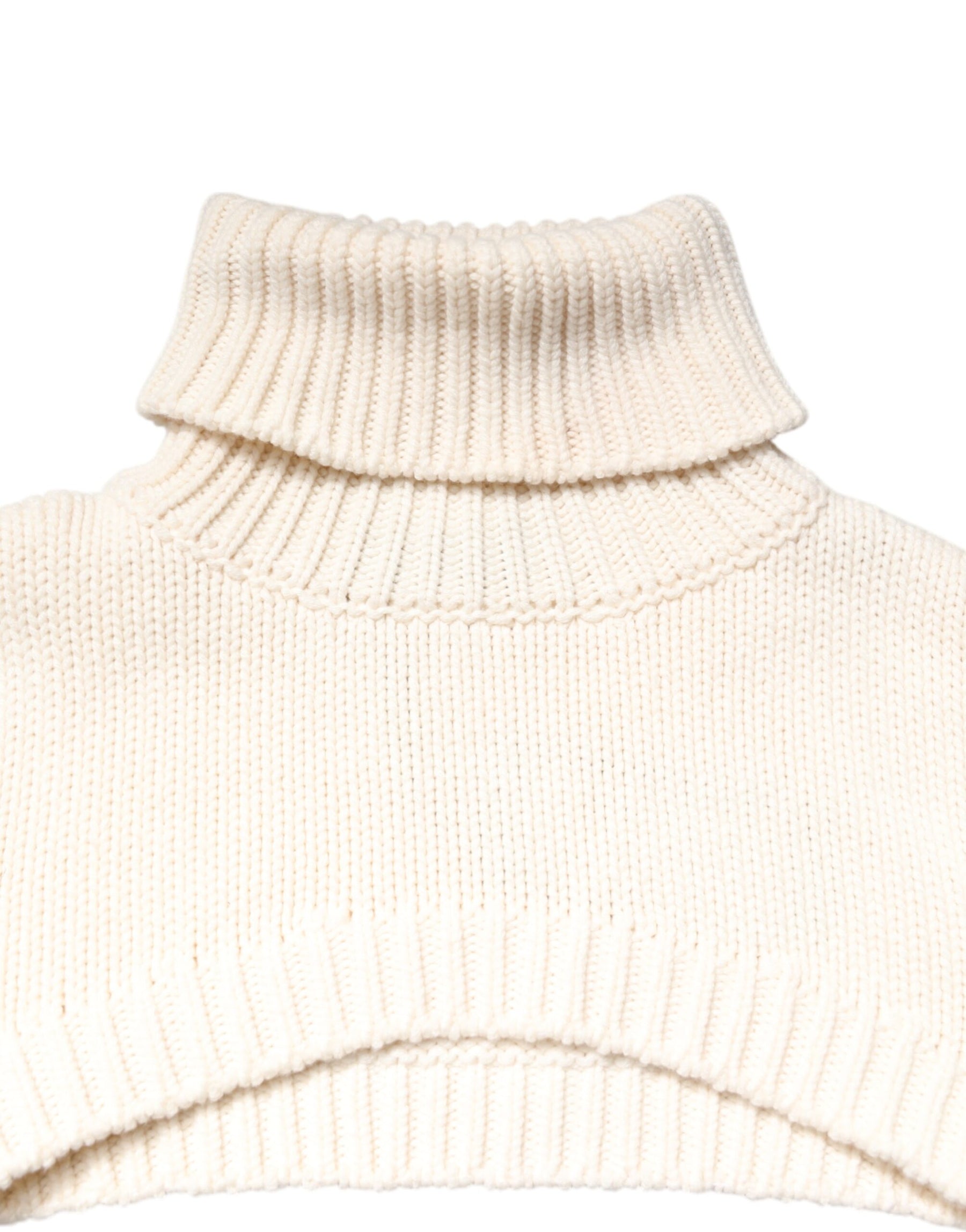 Dolce & Gabbana Ivory Cashmere Turtleneck Cropped Top Sweater | Regal Royce