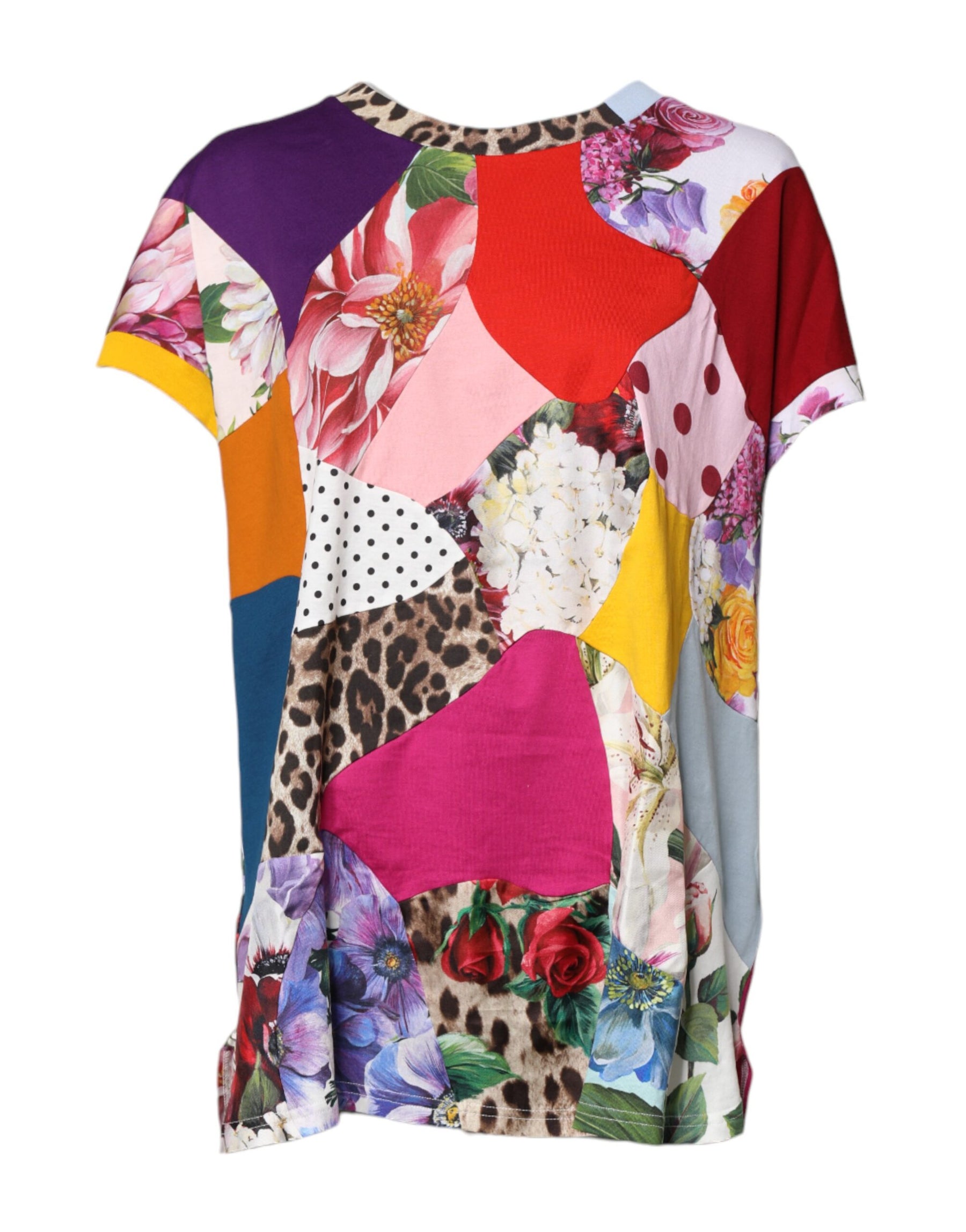 Dolce & Gabbana Multicolor Patchwork Short Sleeve Blouse Top | Regal Royce