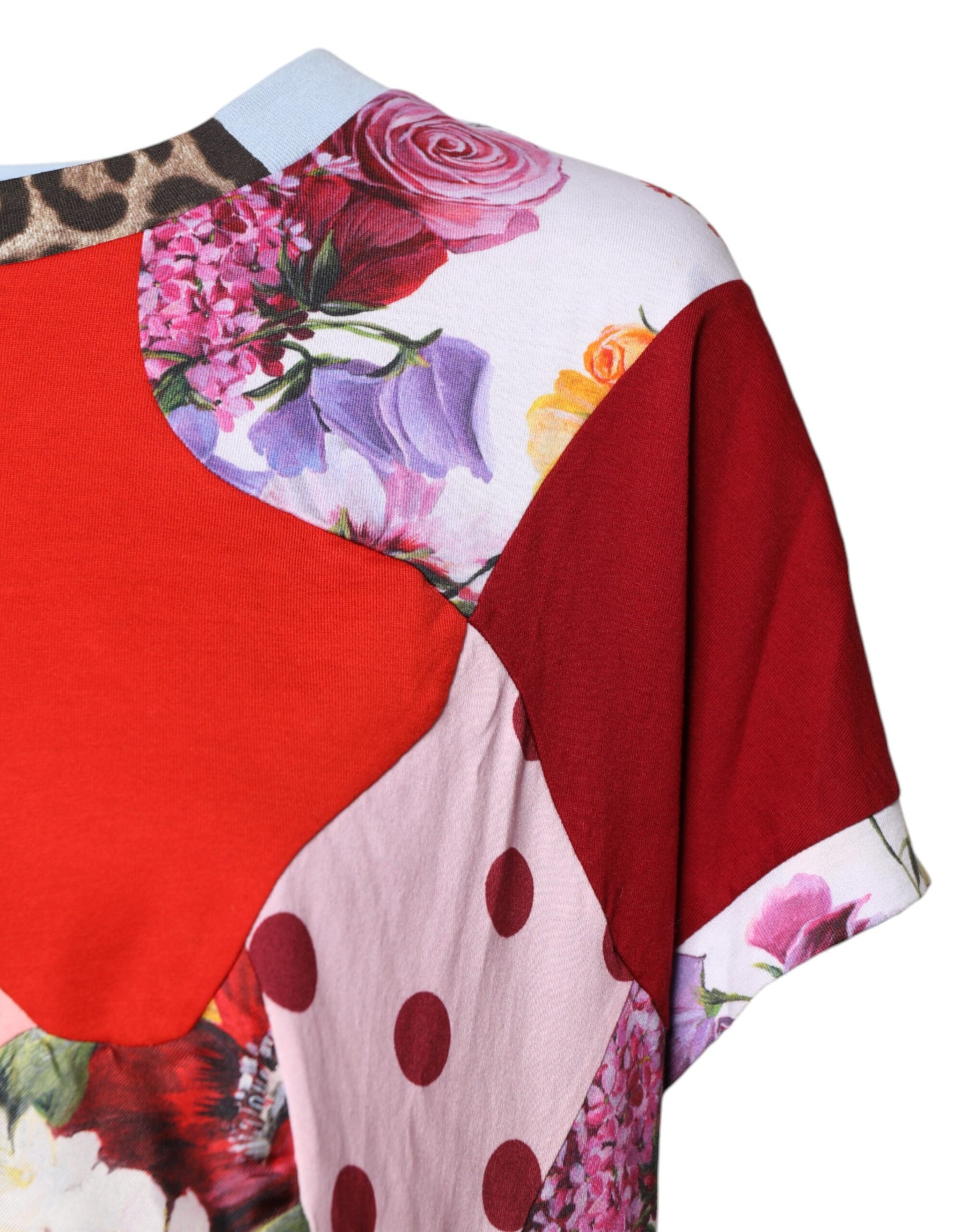 Dolce & Gabbana Multicolor Patchwork Short Sleeve Blouse Top | Regal Royce