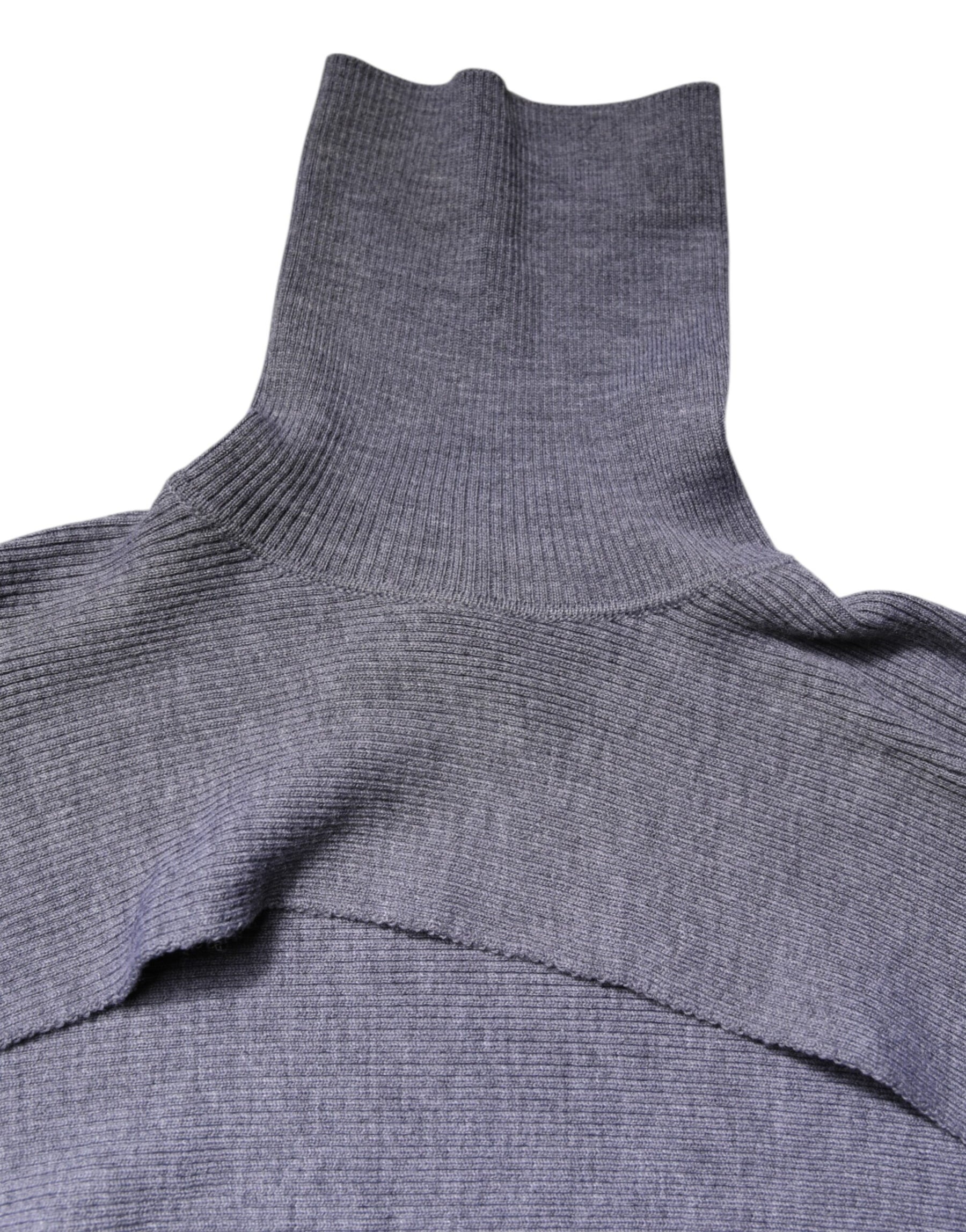 Dolce & Gabbana Gray Wool Knit Turtleneck Cropped Top Sweater | Regal Royce