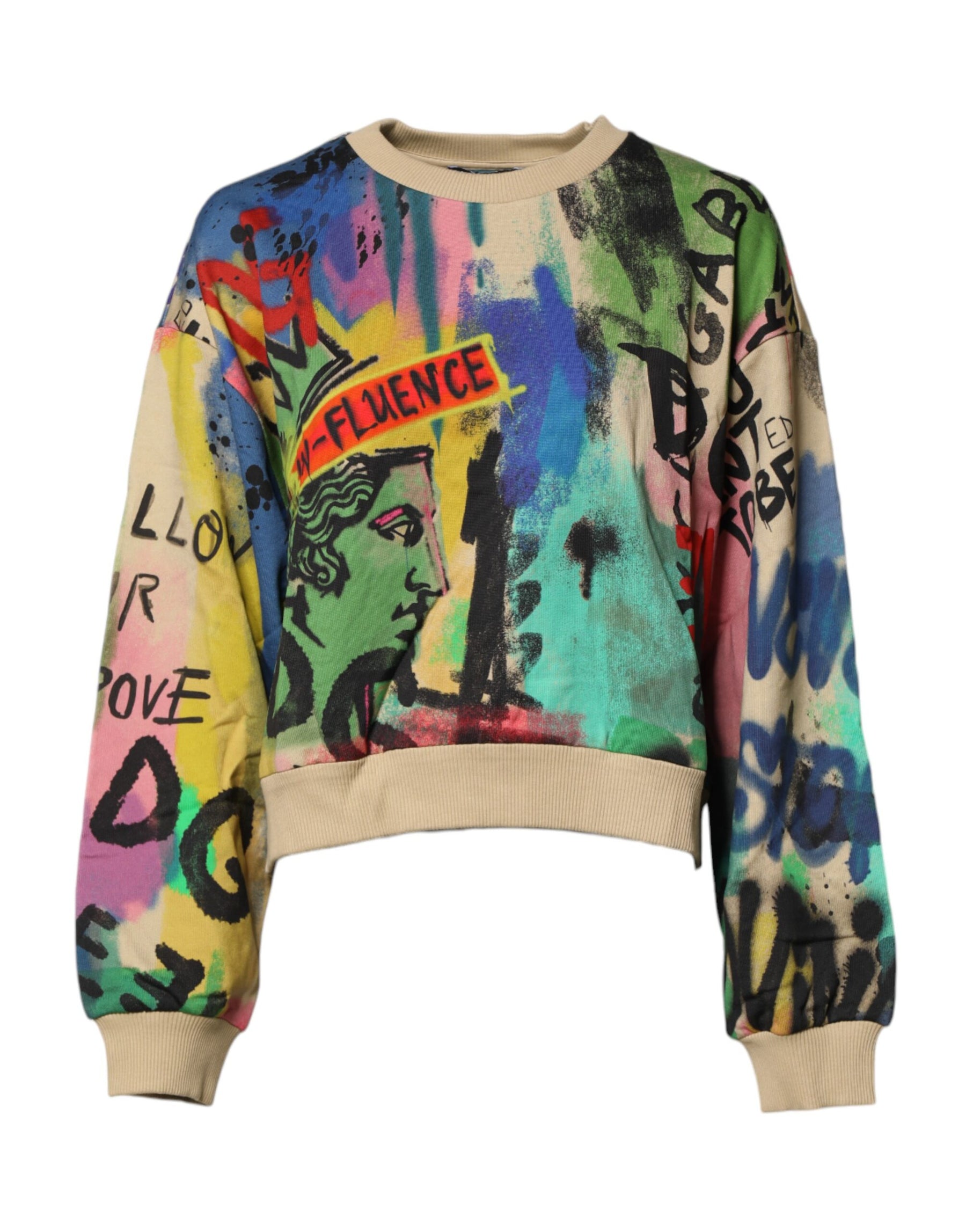 Dolce & Gabbana Multicolor Print Cotton Pullover Sweater | Regal Royce