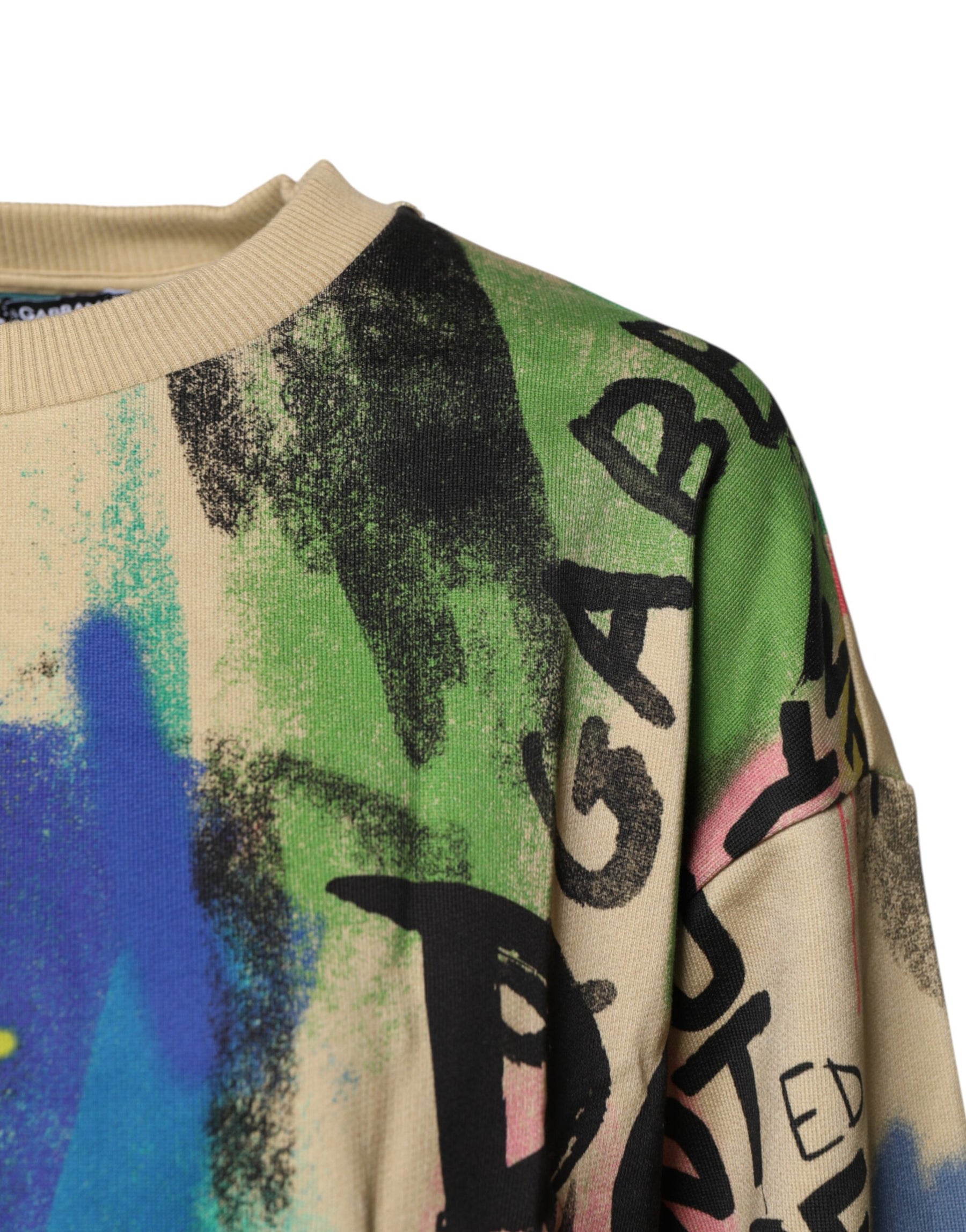 Dolce & Gabbana Multicolor Print Cotton Pullover Sweater | Regal Royce