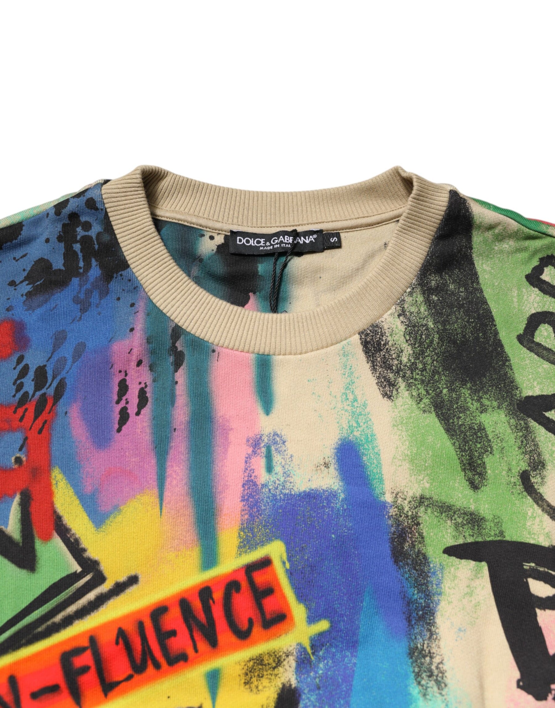 Dolce & Gabbana Multicolor Print Cotton Pullover Sweater | Regal Royce
