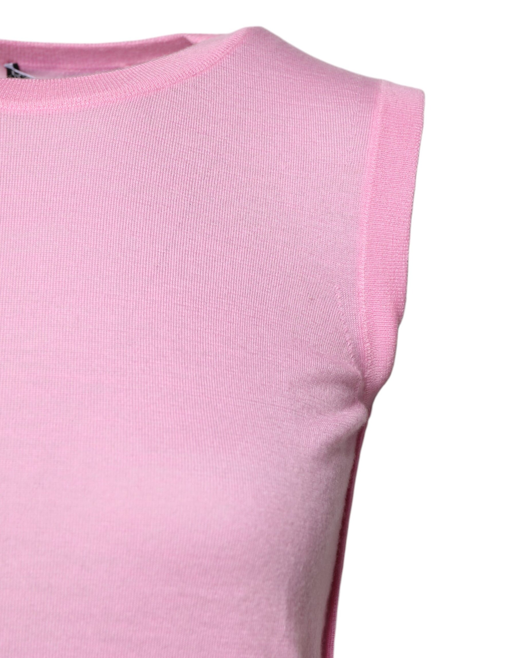 Dolce & Gabbana Pink Cashmere Round Neck Sleeveless Tank Top | Regal Royce