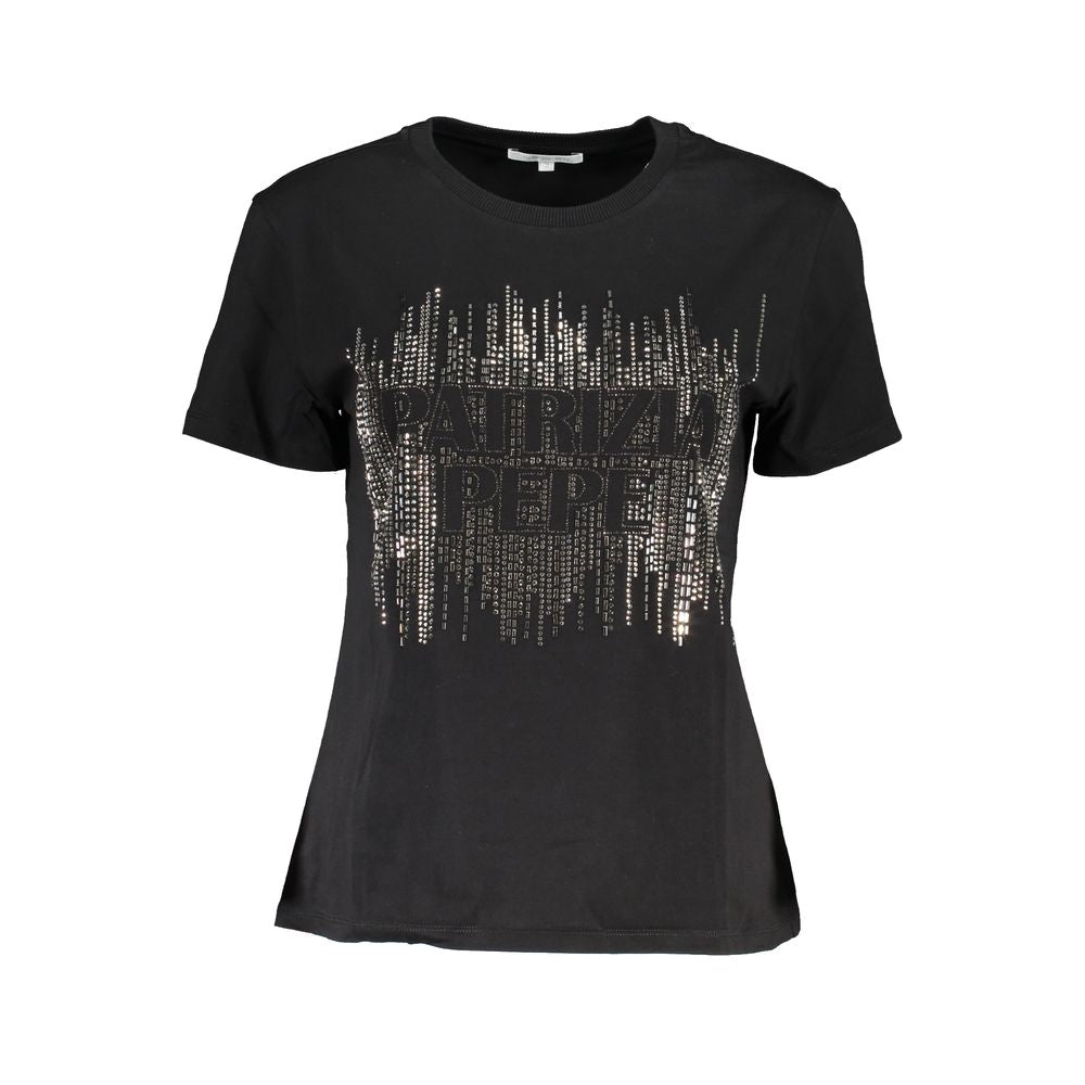 Patrizia Pepe Black Cotton Women T-Shirt | Regal Royce