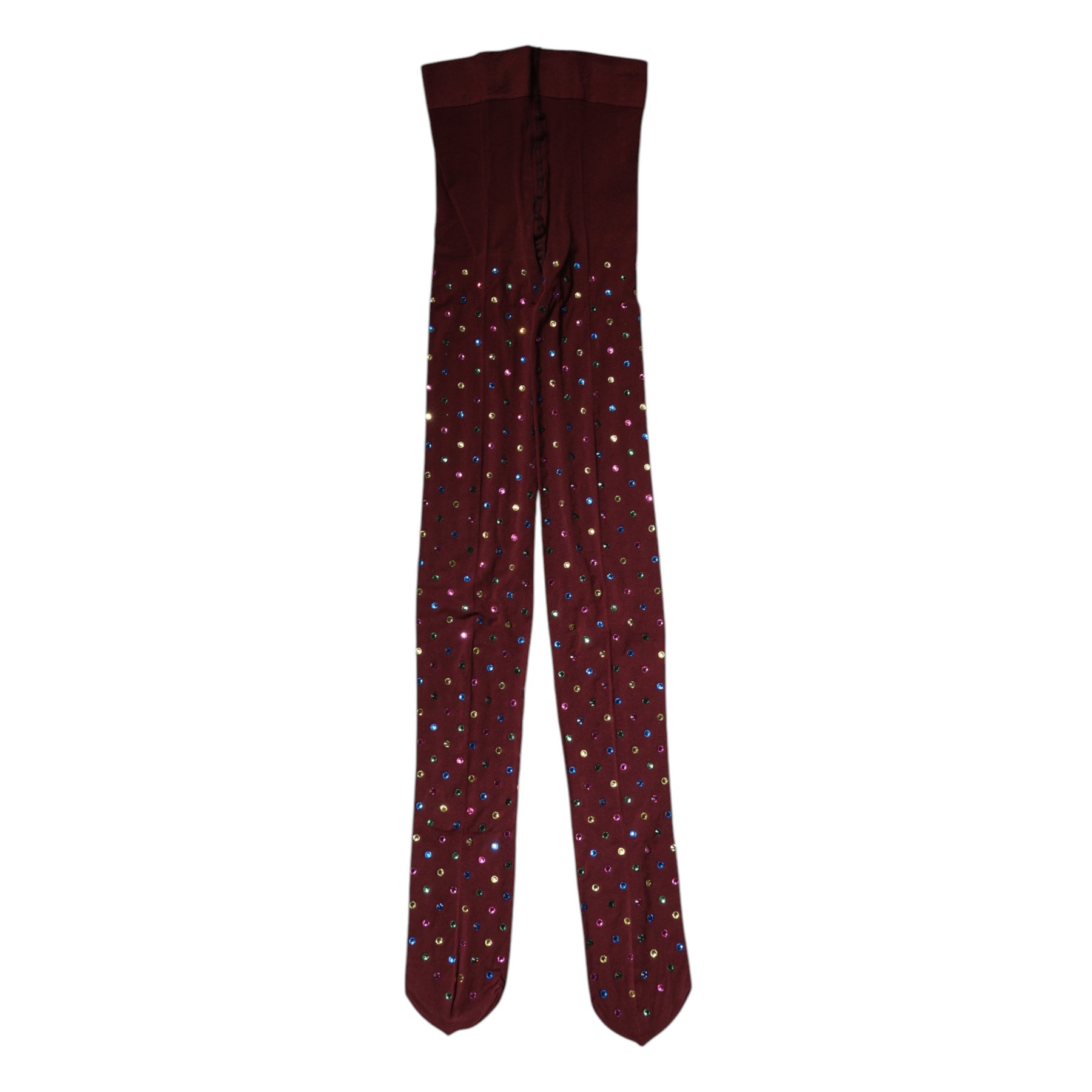 Dolce & Gabbana Maroon Nylon Crystal Embellished Pantyhose Tights | Regal Royce