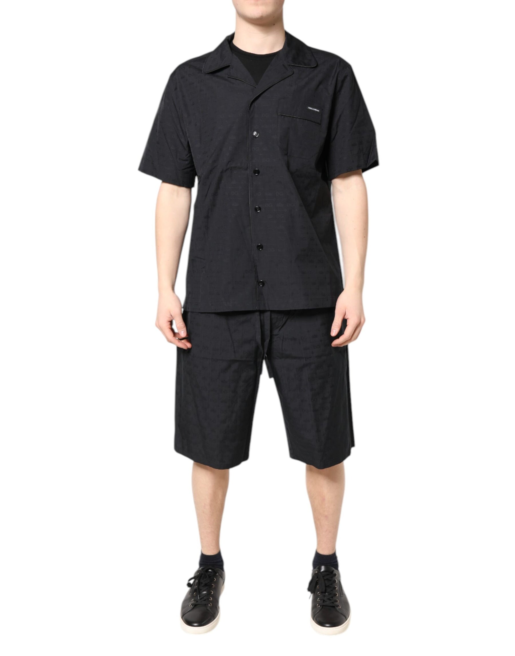 Dolce & Gabbana Black Cotton Men Pajama Set Sleepwear | Regal Royce