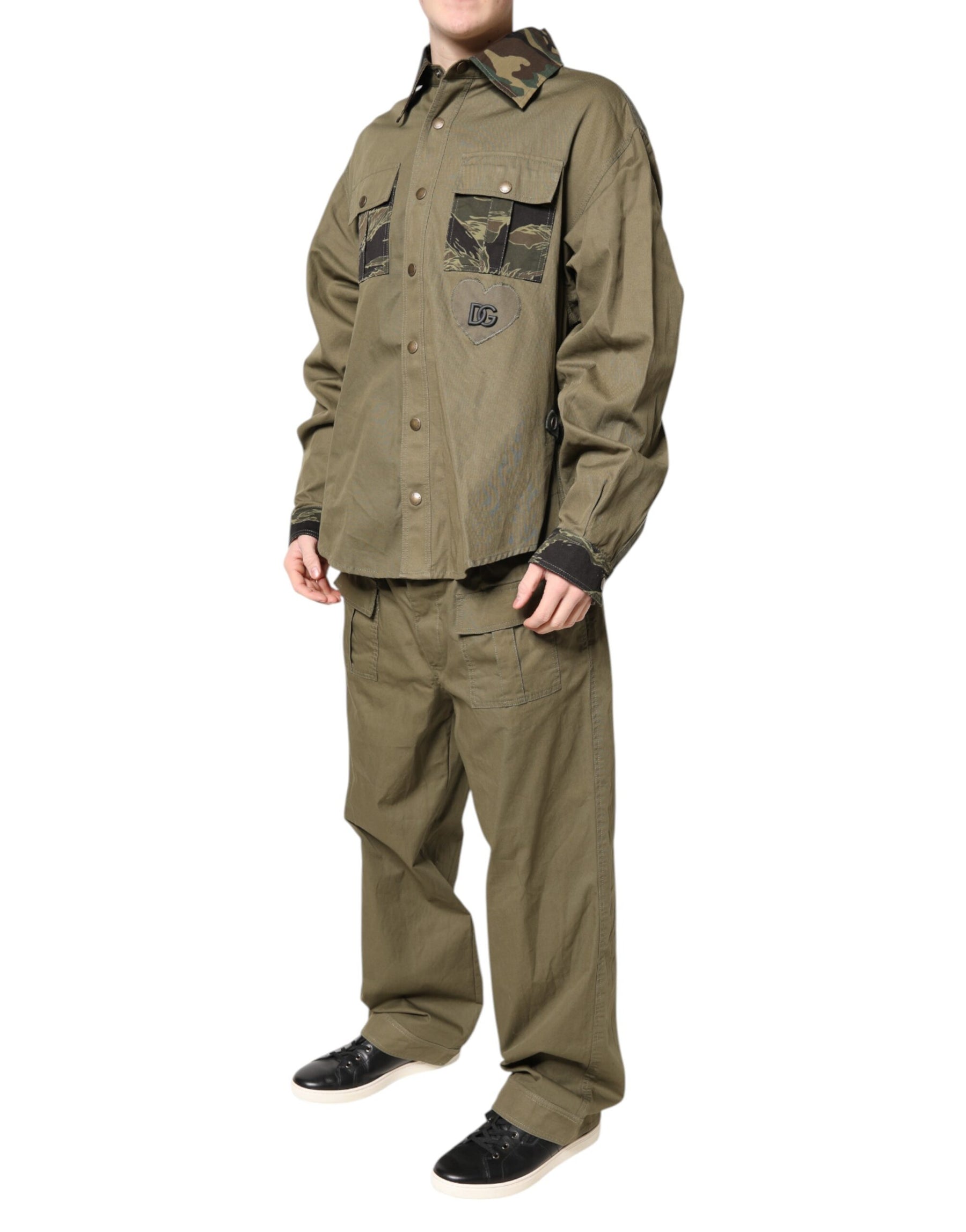 Dolce & Gabbana Brown Cotton Stretch Shirt Pants Casual Set | Regal Royce