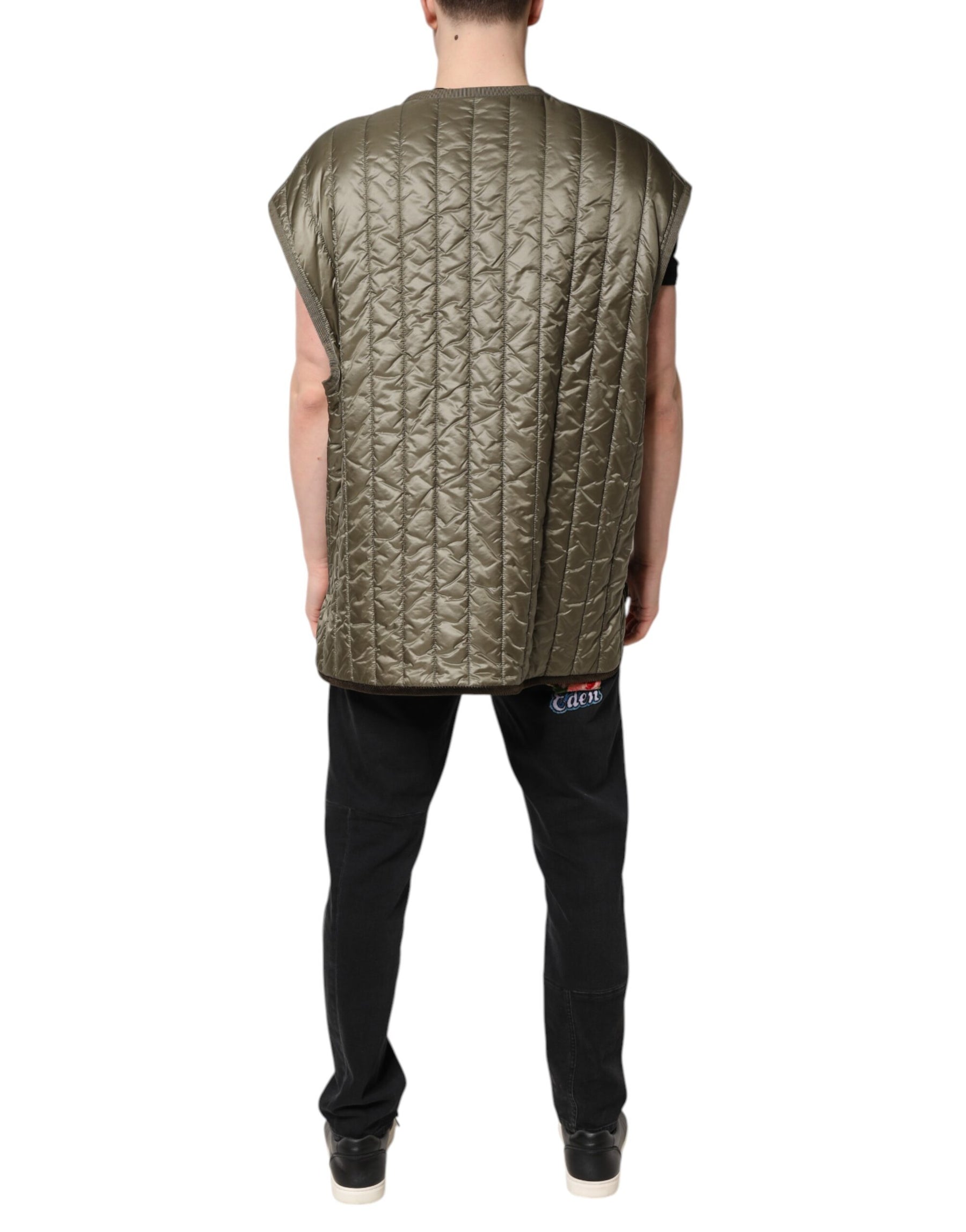 Dolce & Gabbana Brown Logo Plaque Quilted Vest Jacket | Regal Royce