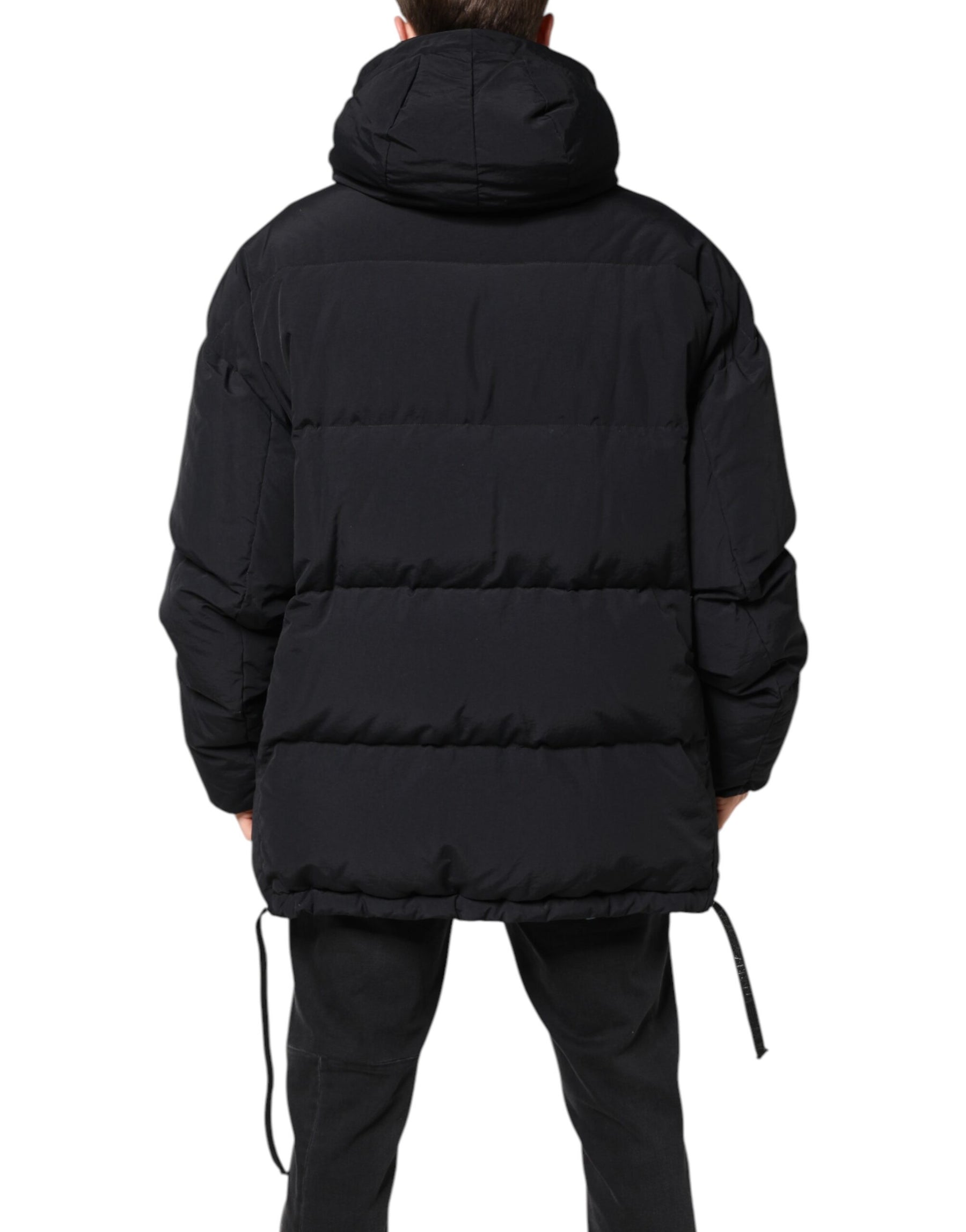 Dolce & Gabbana Black Nylon Full Zip Hooded Parka Jacket | Regal Royce