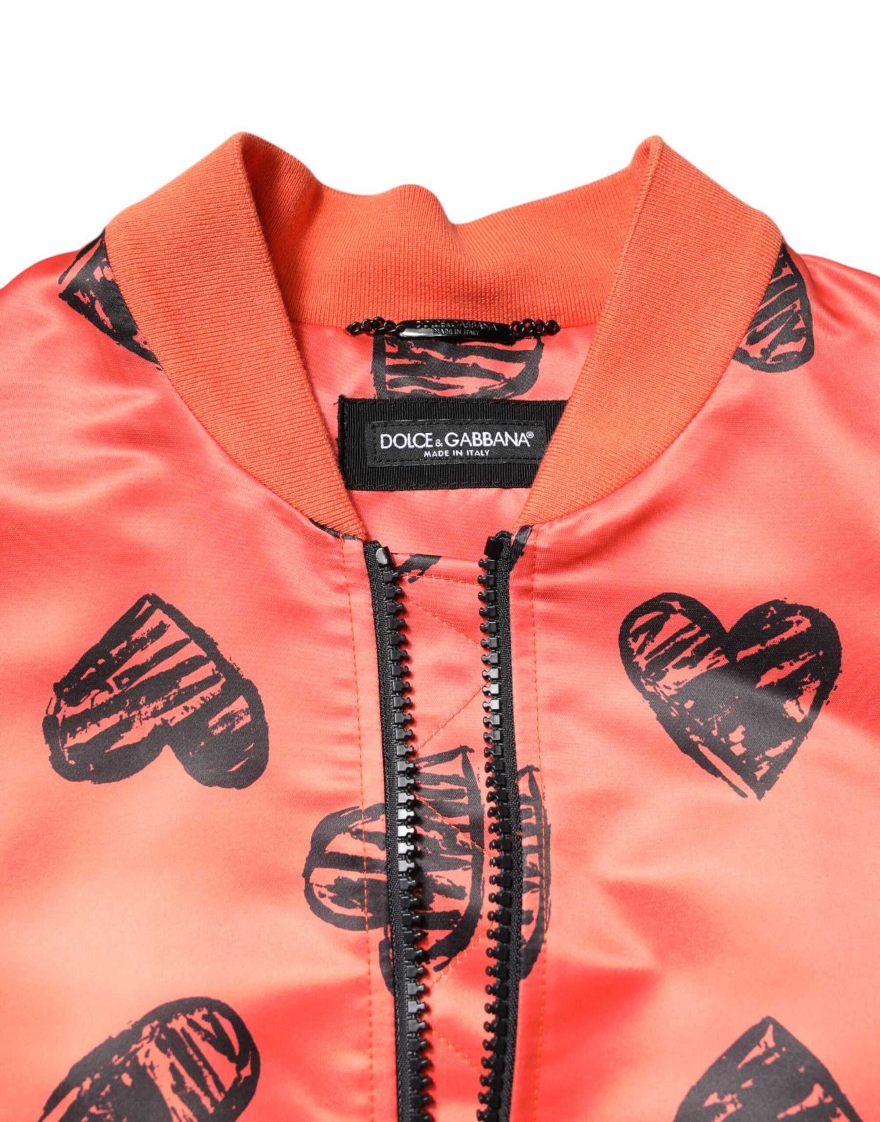 Dolce & Gabbana Orange DG Heart Full Zip Men Bomber Jacket | Regal Royce