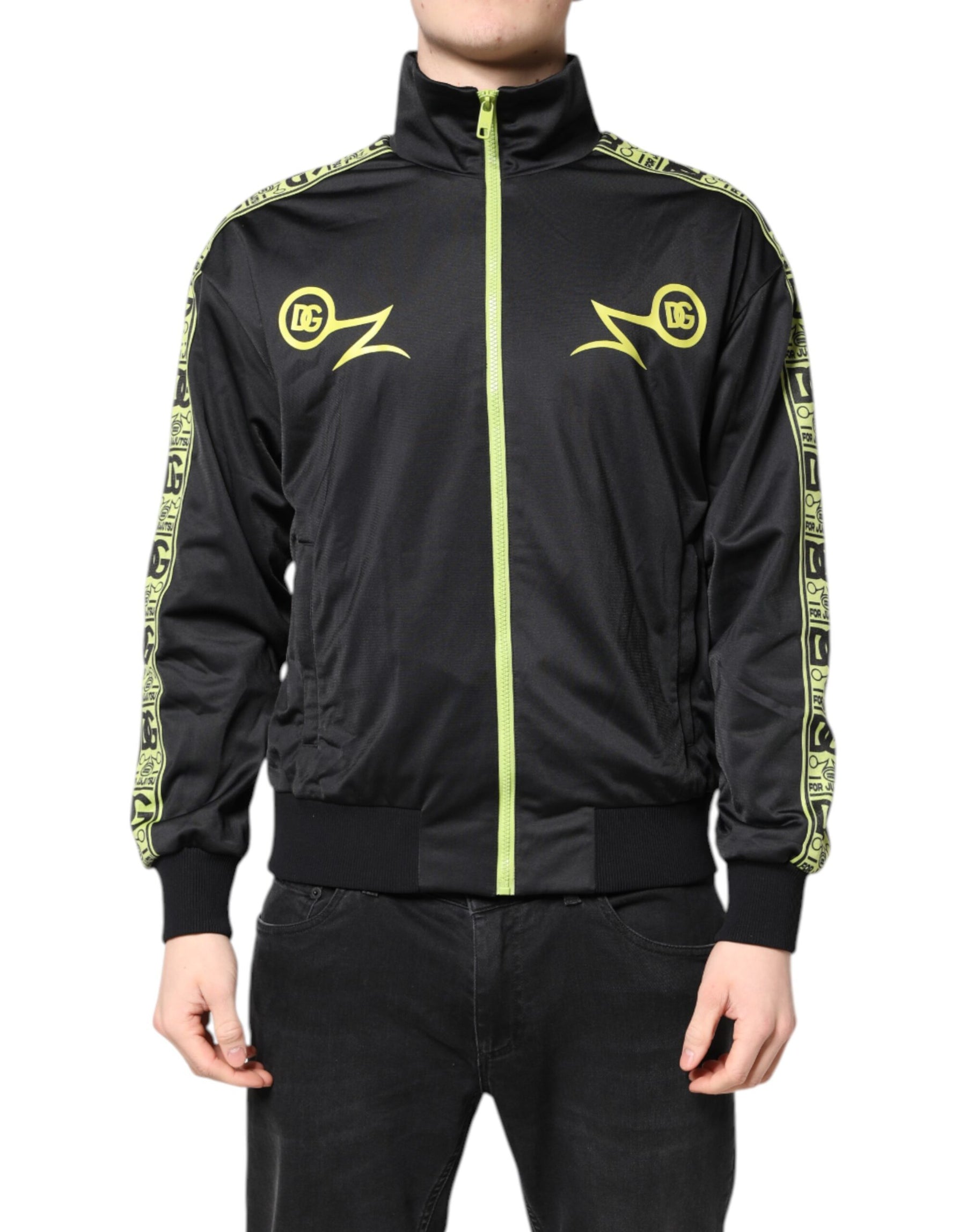 Dolce & Gabbana Black Logo Turtleneck Zip Bomber Jacket | Regal Royce