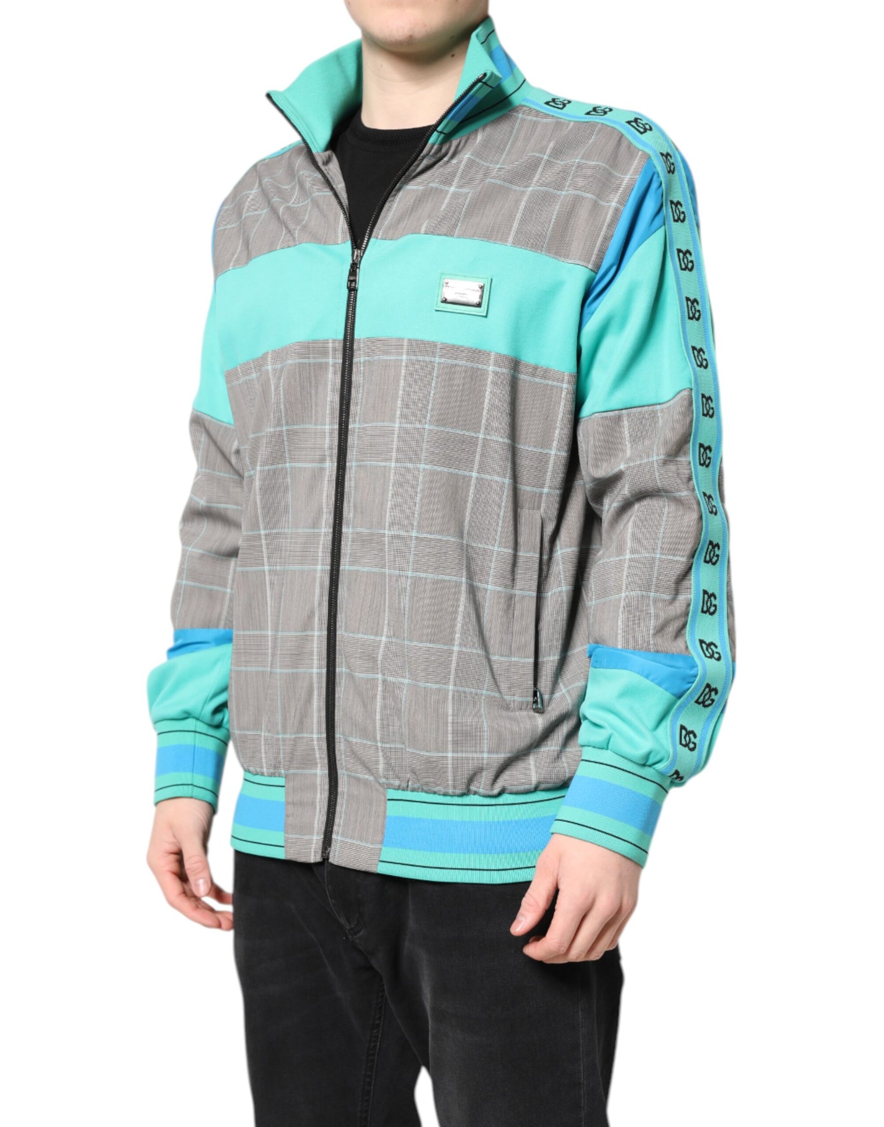Dolce & Gabbana Multicolor Plaid Full Zip Windbreaker Jacket | Regal Royce