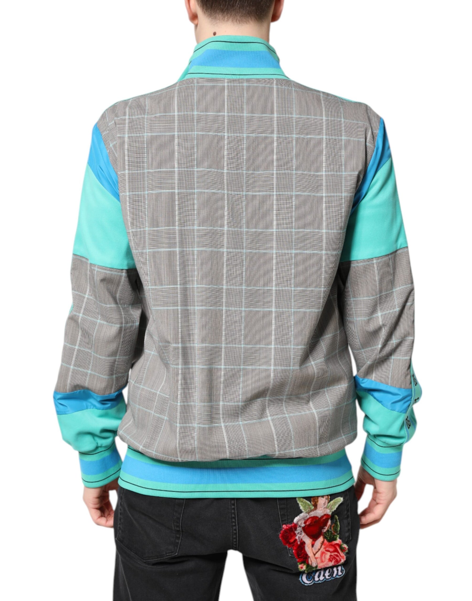Dolce & Gabbana Multicolor Plaid Full Zip Windbreaker Jacket | Regal Royce