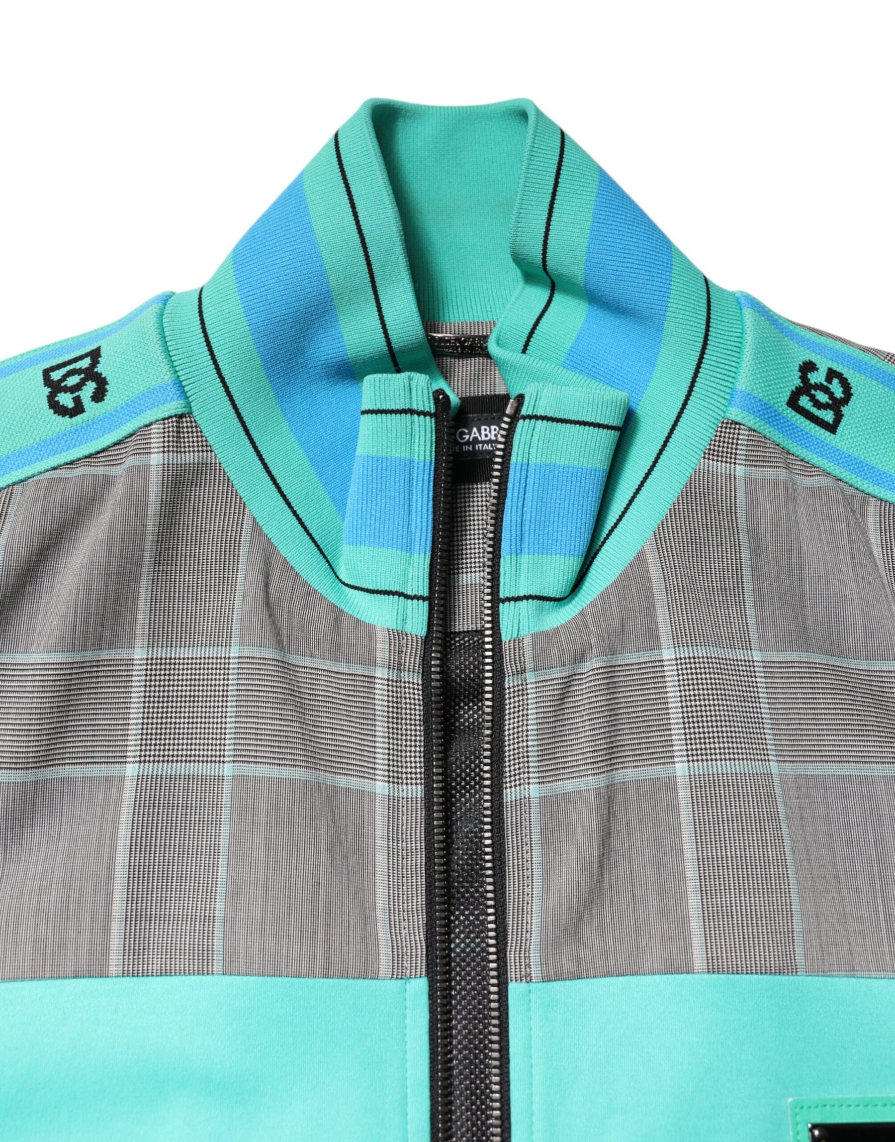 Dolce & Gabbana Multicolor Plaid Full Zip Windbreaker Jacket | Regal Royce