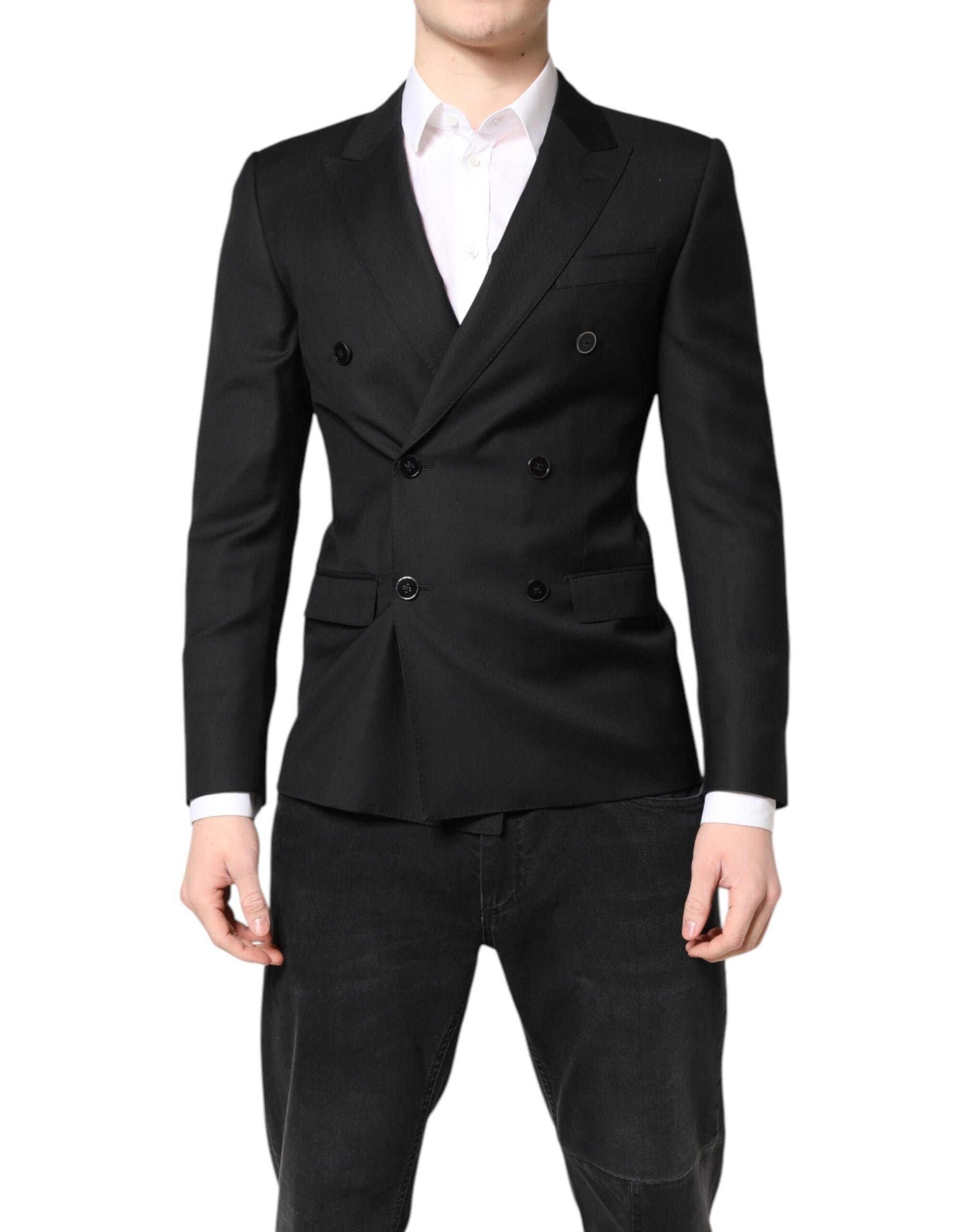 Dolce & Gabbana Black MARTINI Double Breasted Coat Blazer | Regal Royce